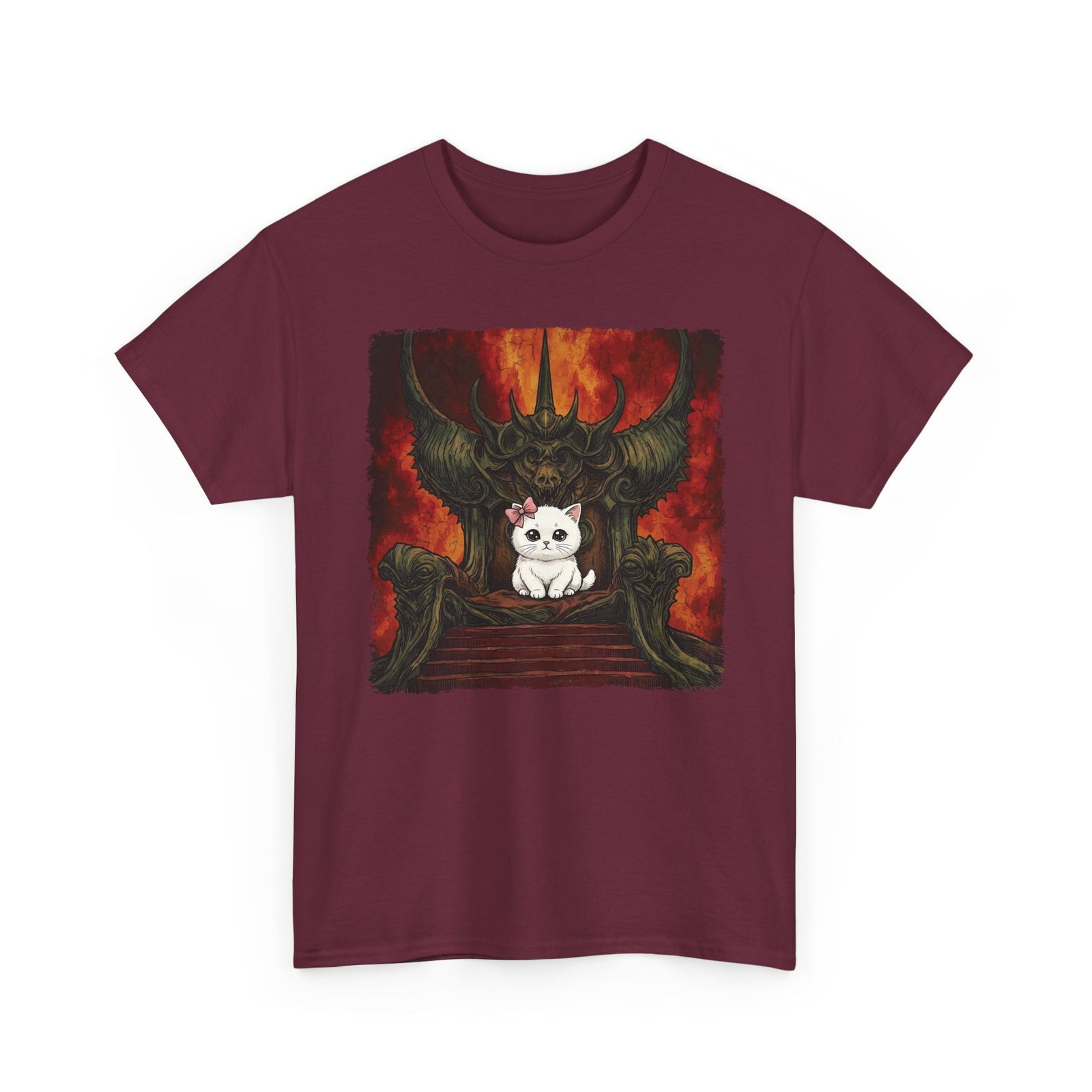 Evil Kitty Throne Kitten T-Shirt — Cute Cat Dark Fantasy Graphic