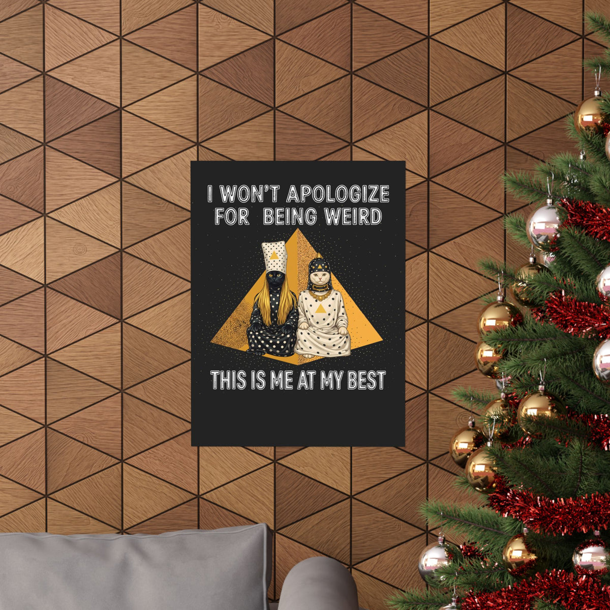 I Won't Apologize For Being Weird Poster — Surreal Retro Cult Cats Graphic