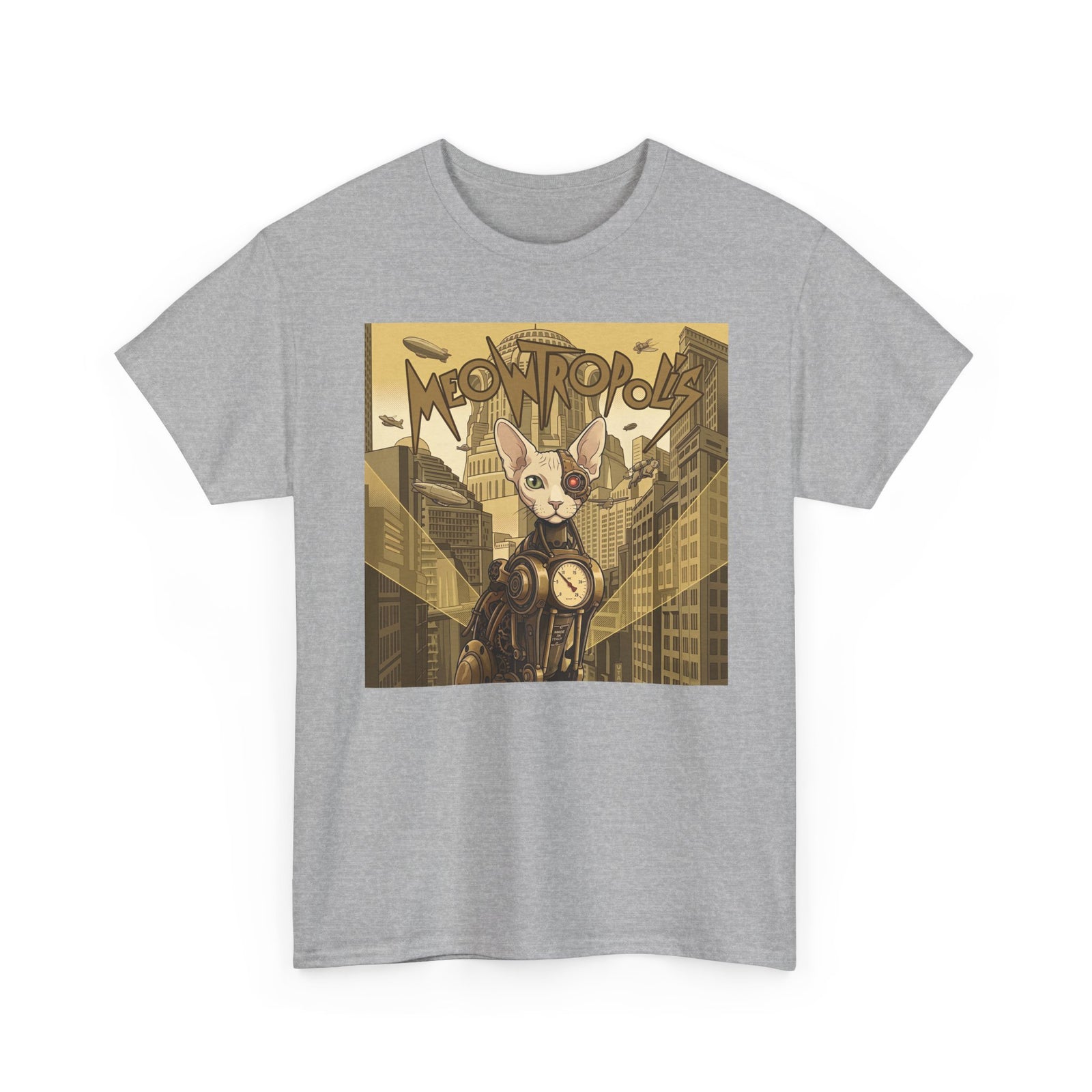 Meowtropolis Sci‑Fi Cat T-Shirt — Futuristic Cat Graphic Tee