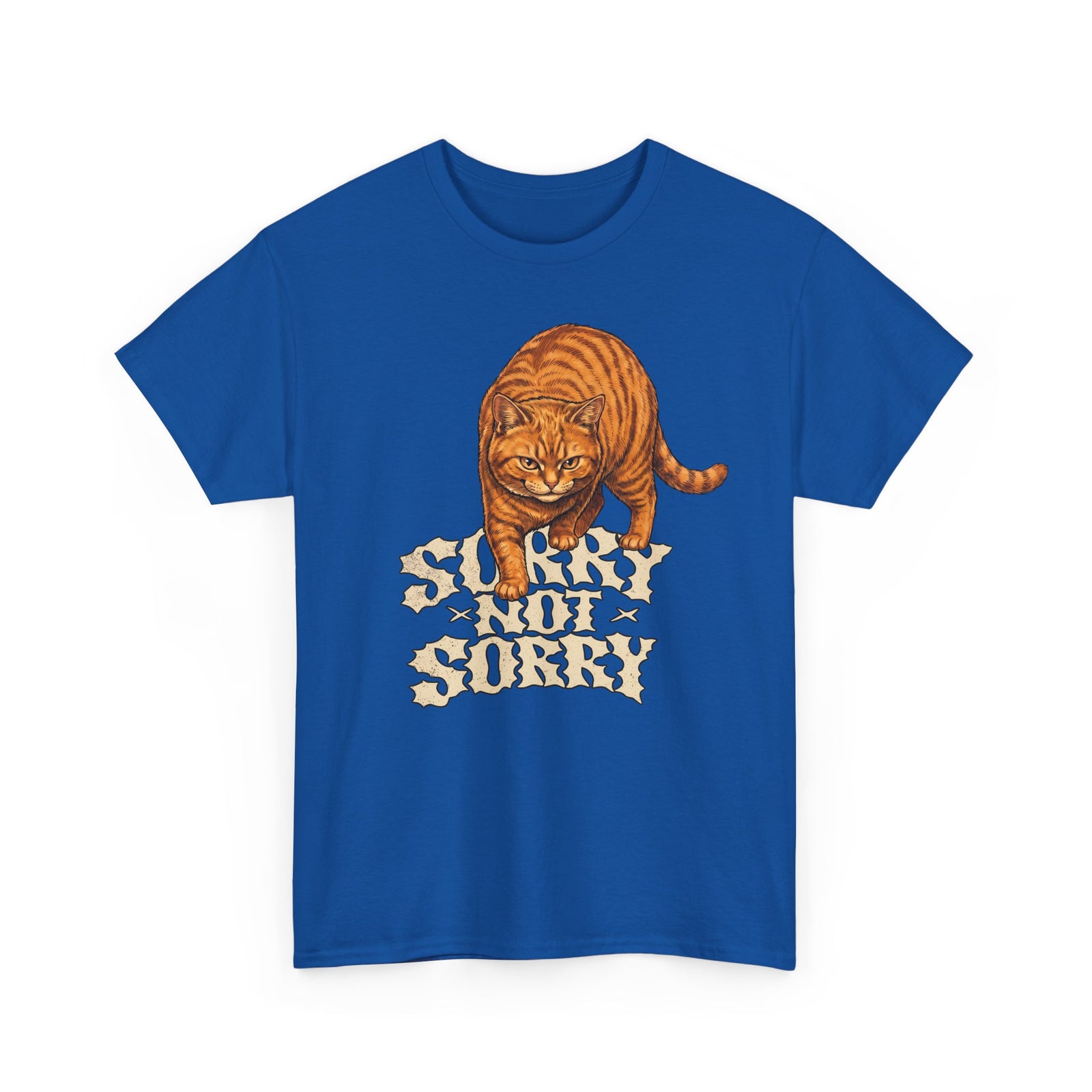 Sorry Not Sorry Cat T-Shirt — Funny Sarcastic Orange Tabby Tee