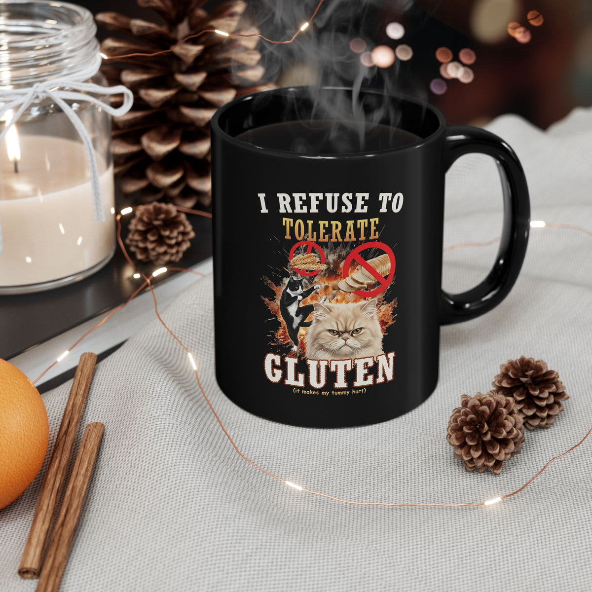 I Refuse To Tolerate Gluten Black Mug
