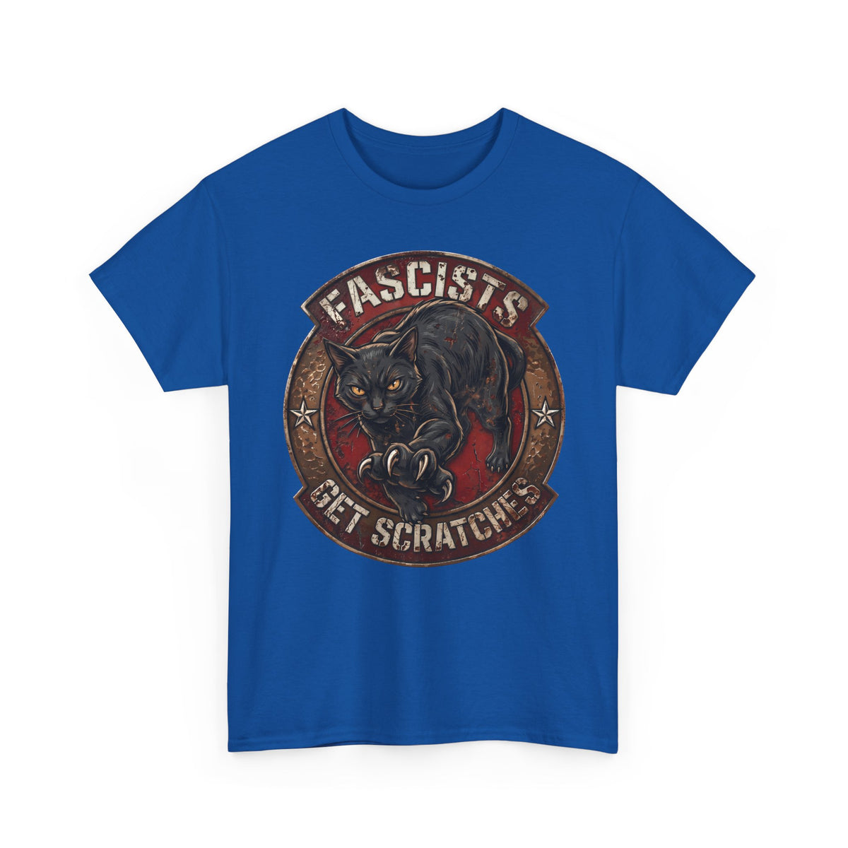 Fascists Get Scratches T-Shirt — Funny Anti-Fascist Black Cat Tee