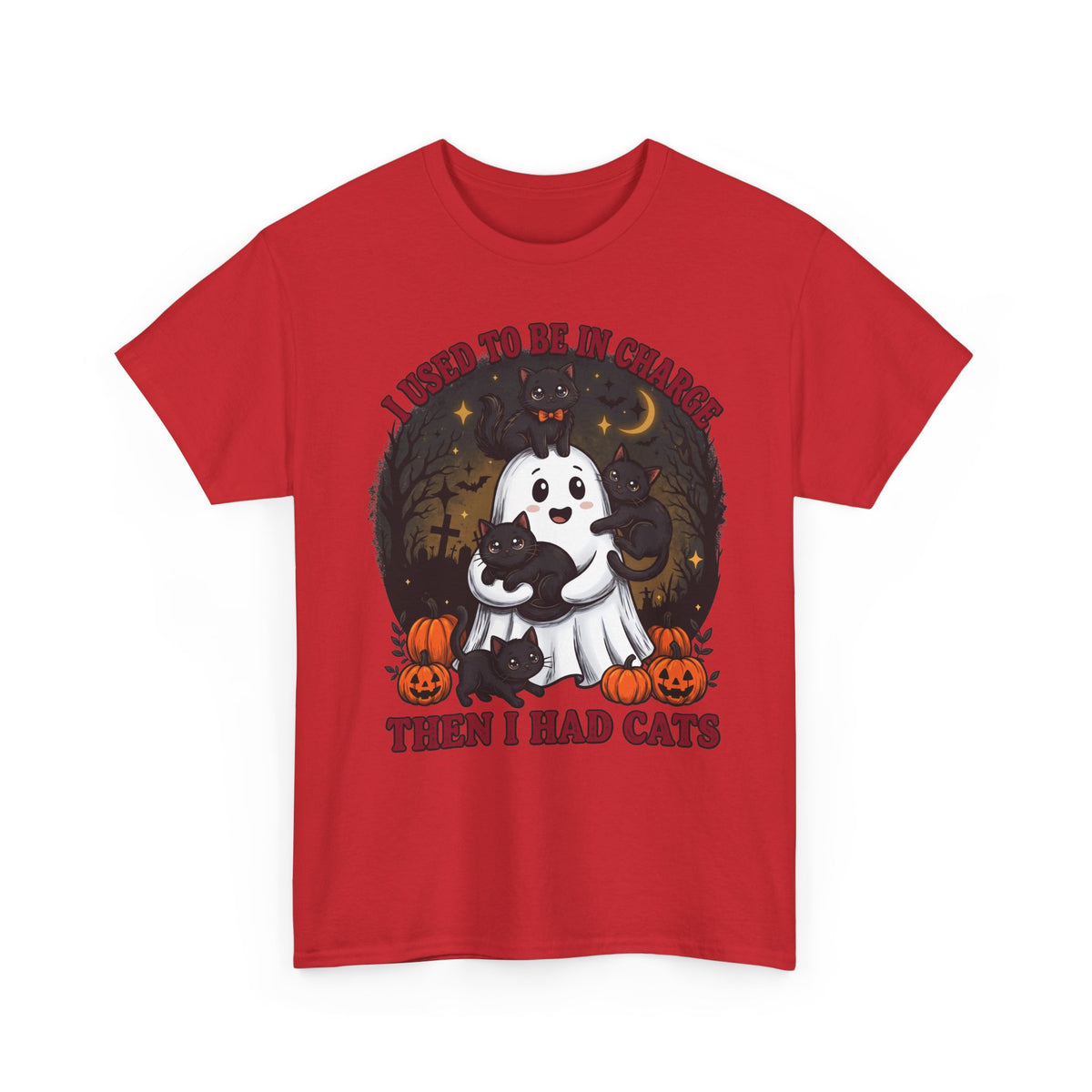 I Used To Be In Charge Then I Had Cats Shirt — Cute Ghost & Black Kittens T-Shirt