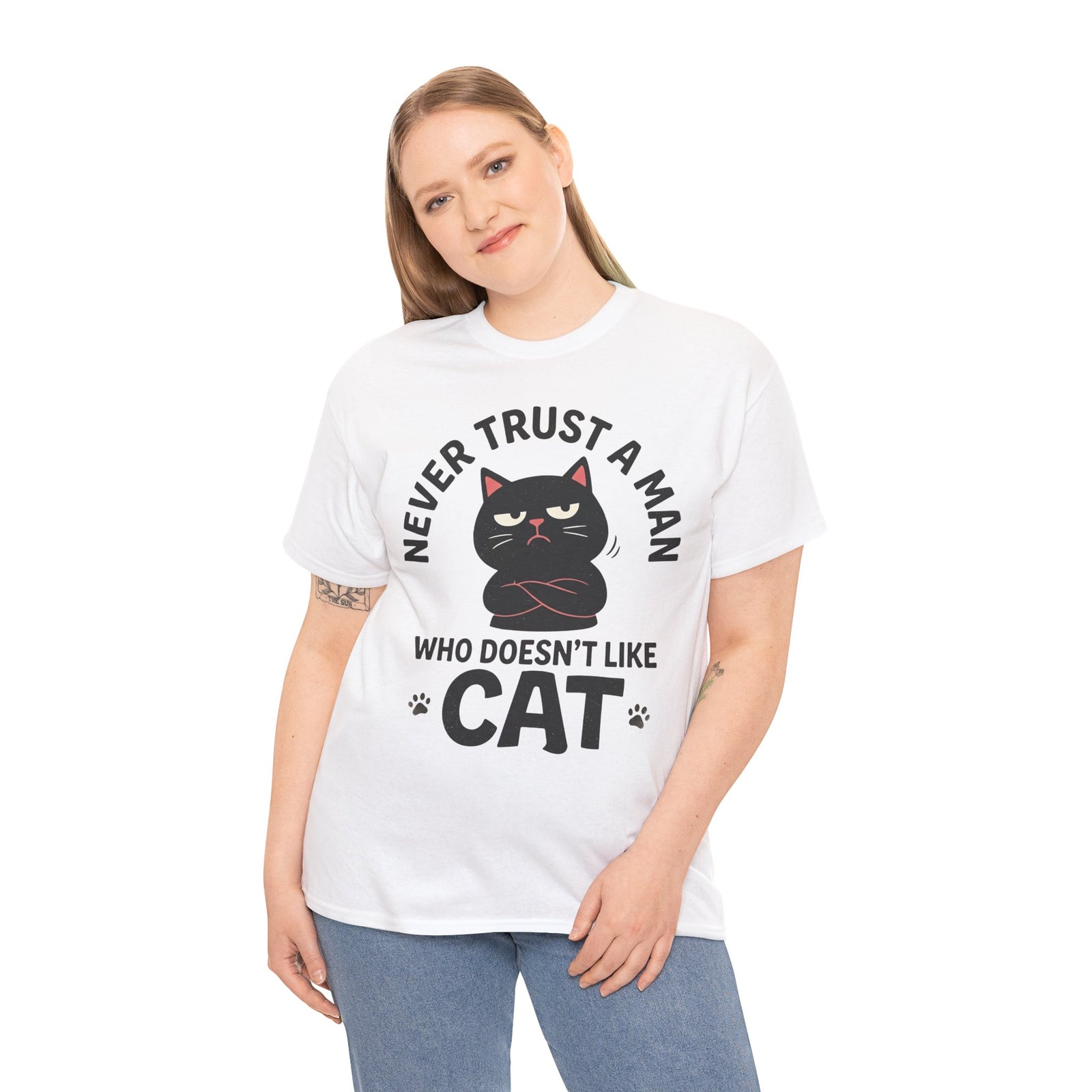 Cat Lover T-Shirt — "Never Trust A Man Who Doesn't Like Cats" Graphic Tee