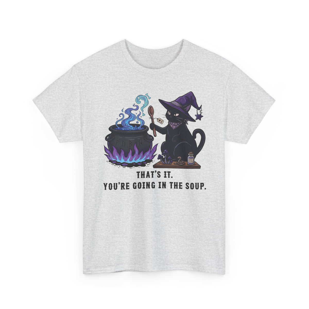 Black Cat “Purrfect Potion” Tee — Witchy Cat Graphic T-Shirt
