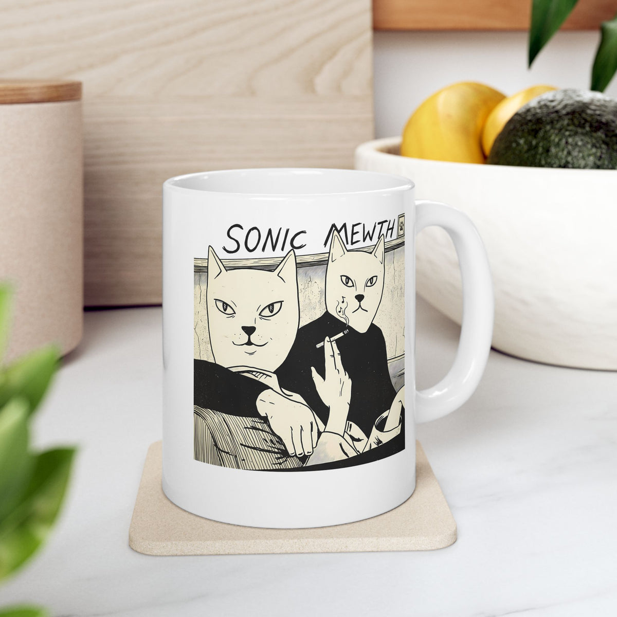 Funny Cat Parody Ceramic Mug — Cute Satirical Cat Mug