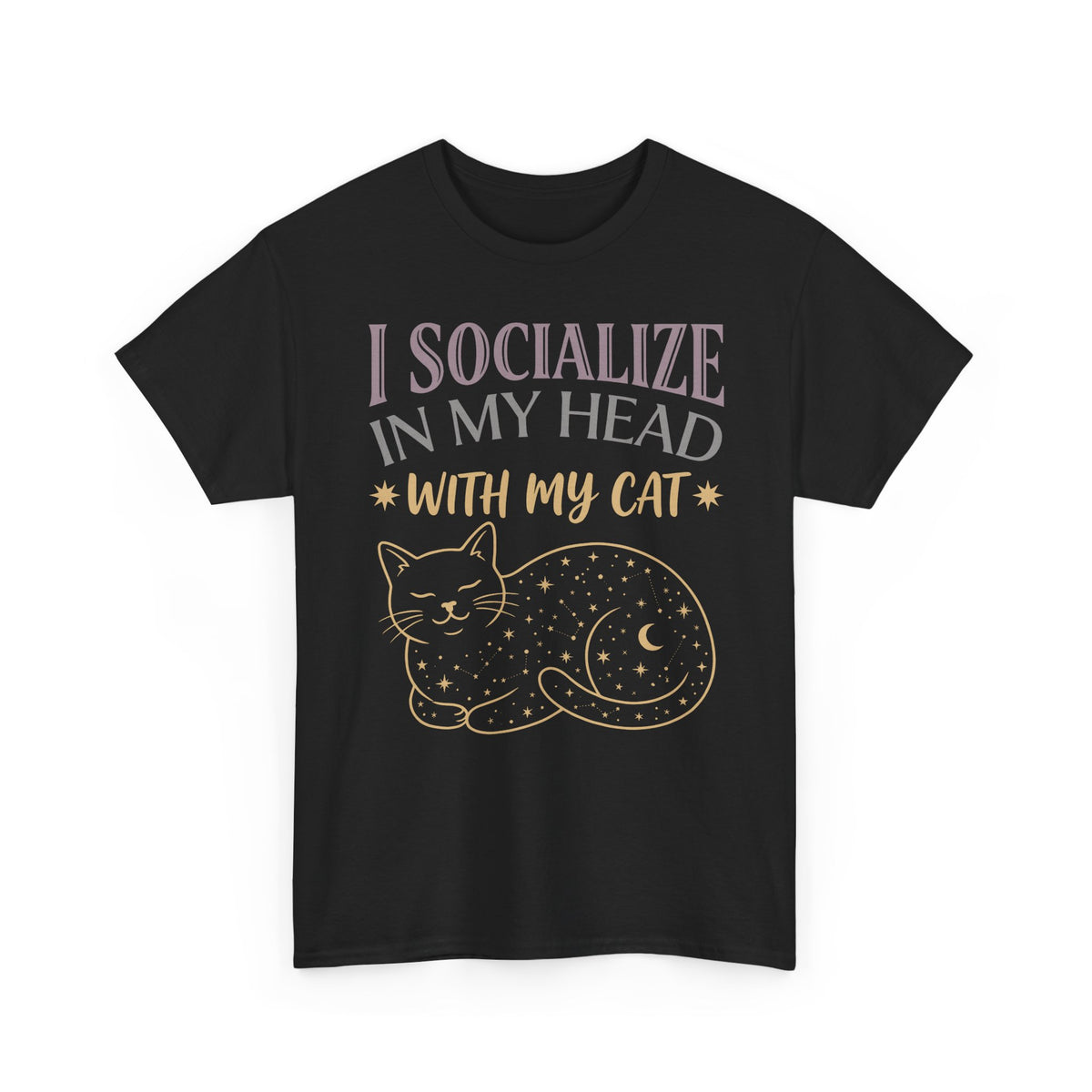 I Socialize in My Head With My Cat T-Shirt — Funny Cat Lover Tee