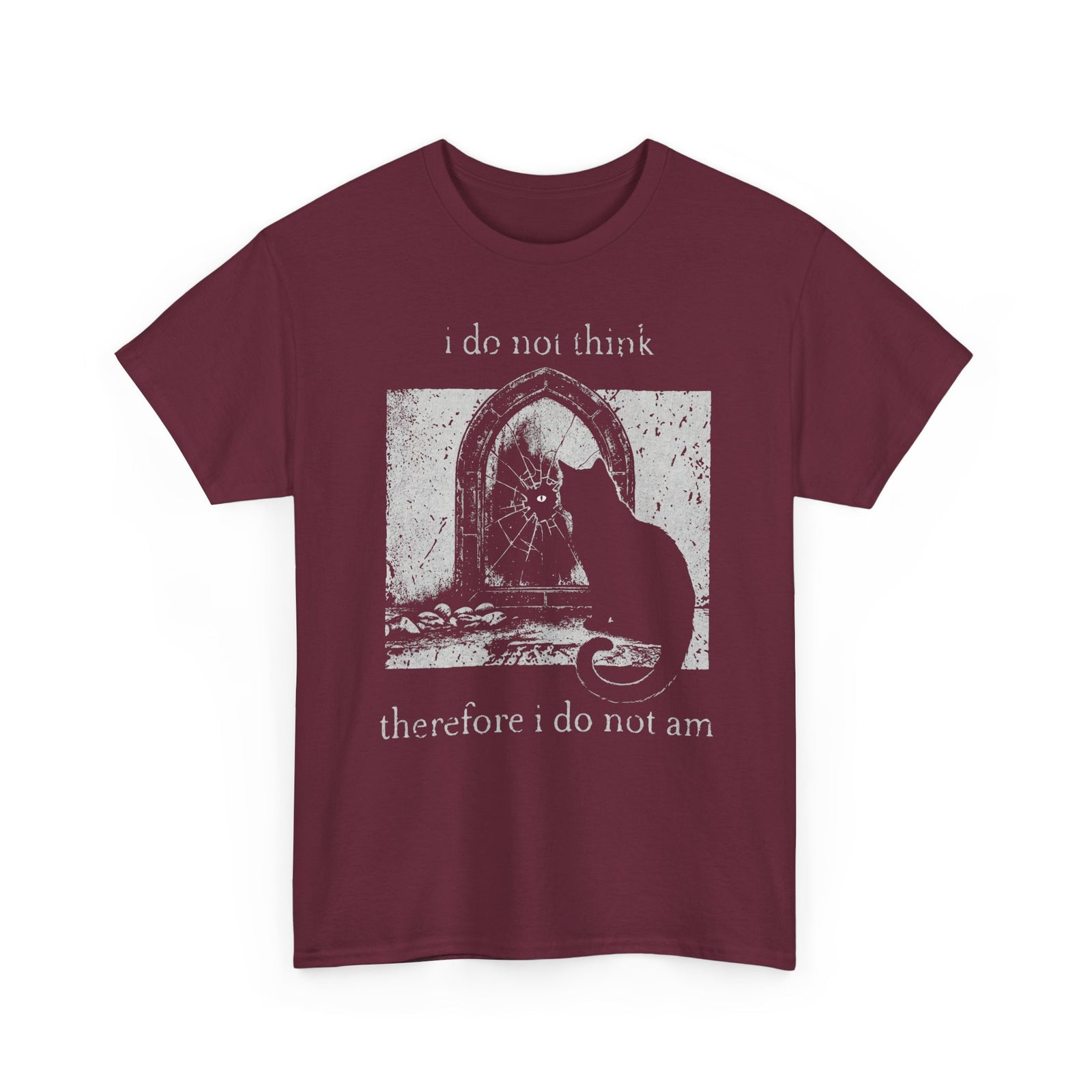 Vintage Black Cat T-Shirt — "I Do Not Think Therefore I Do Not Am"