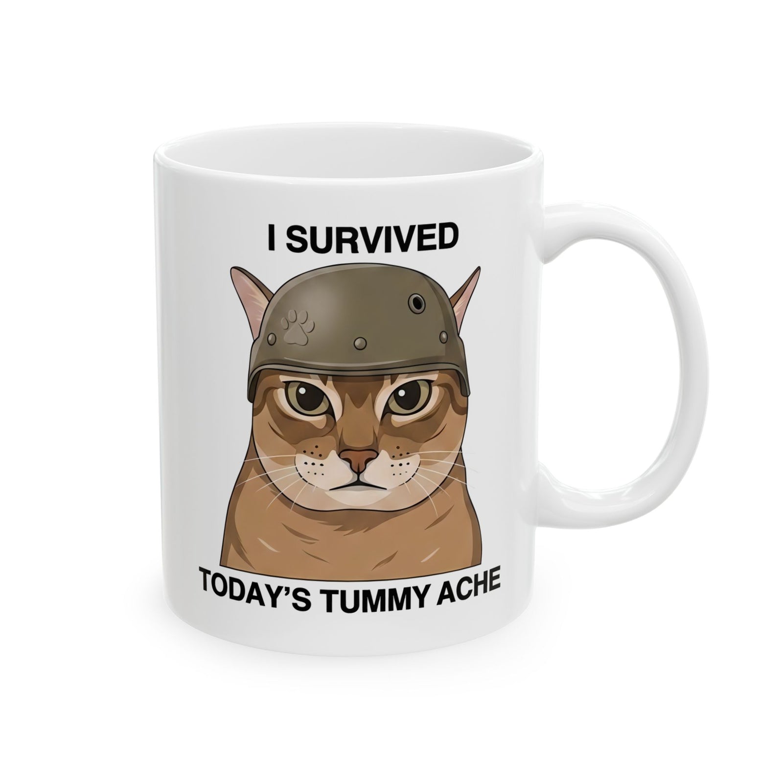 I Survived Today's Tummy Ache Ceramic Mug — Funny Novelty Mug for Moms, Kids & Caregivers