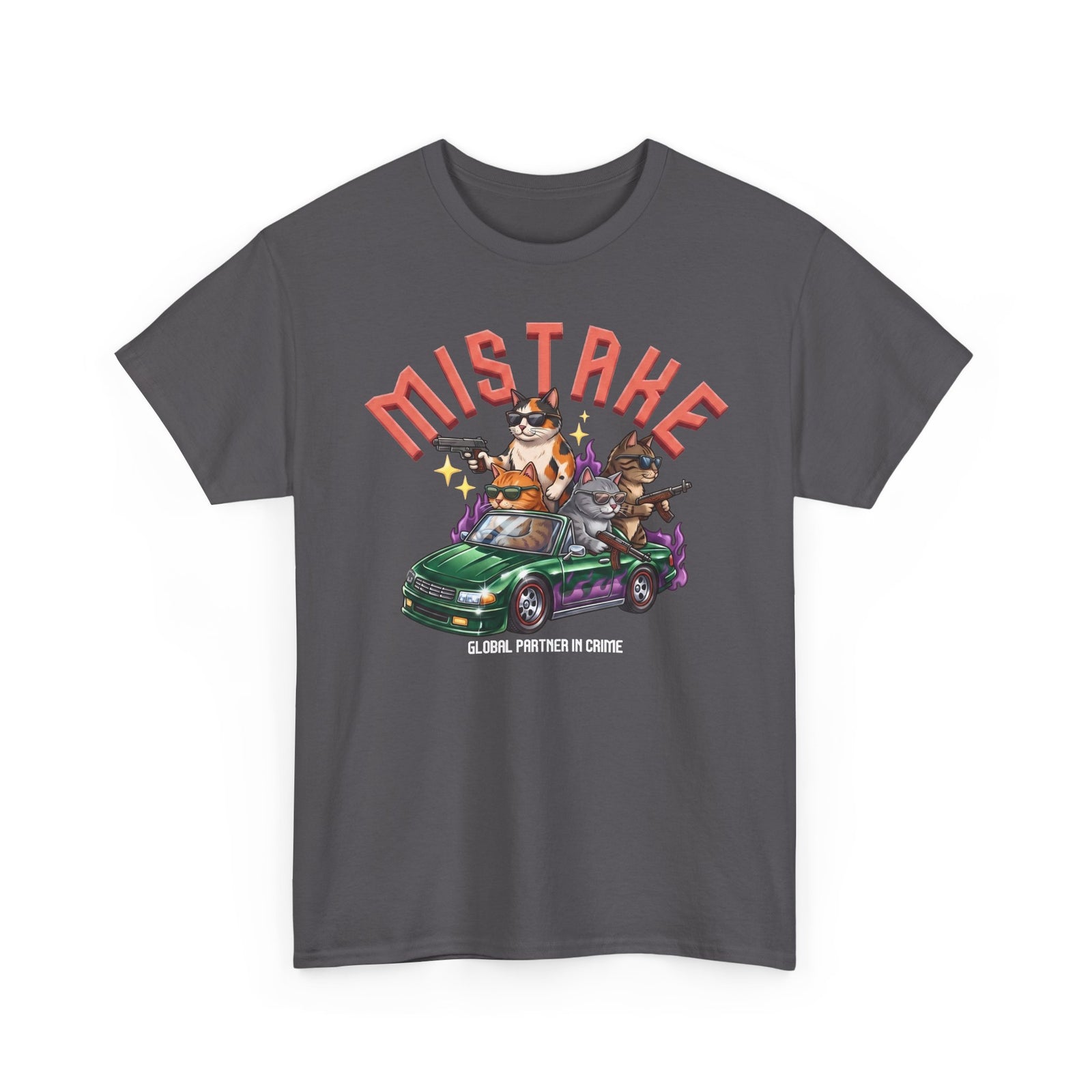 Mistake Global Partner In Crime T-Shirt — Funny Gangster Cat Convertible Tee