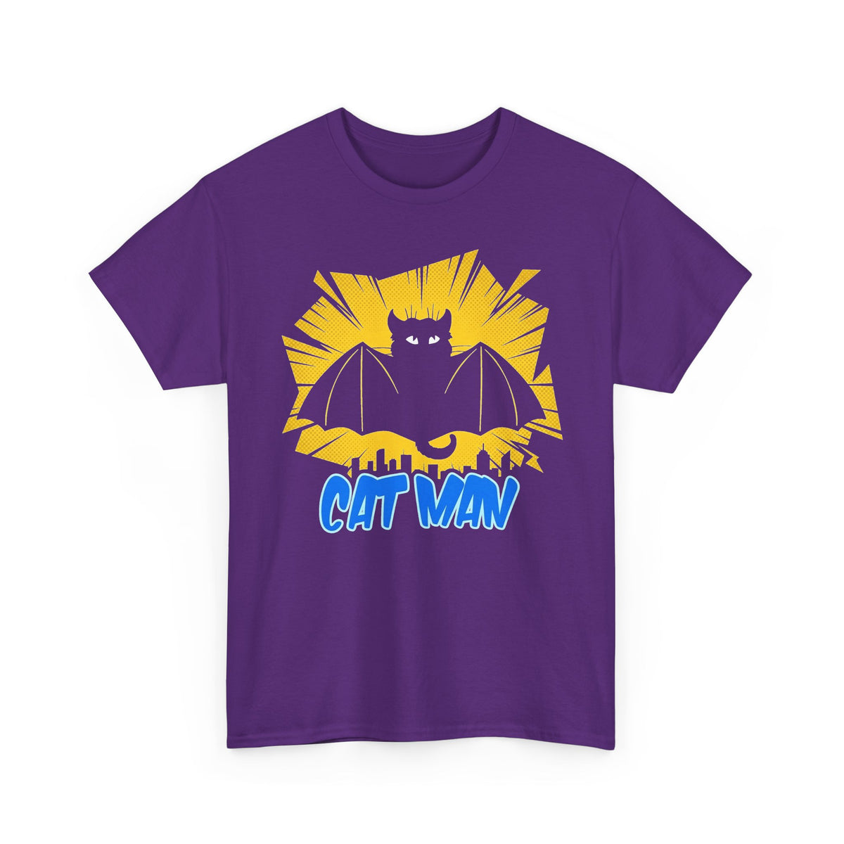 Cat Man T-Shirt — Funny Bat Cat Graphic Tee for Cat Lovers