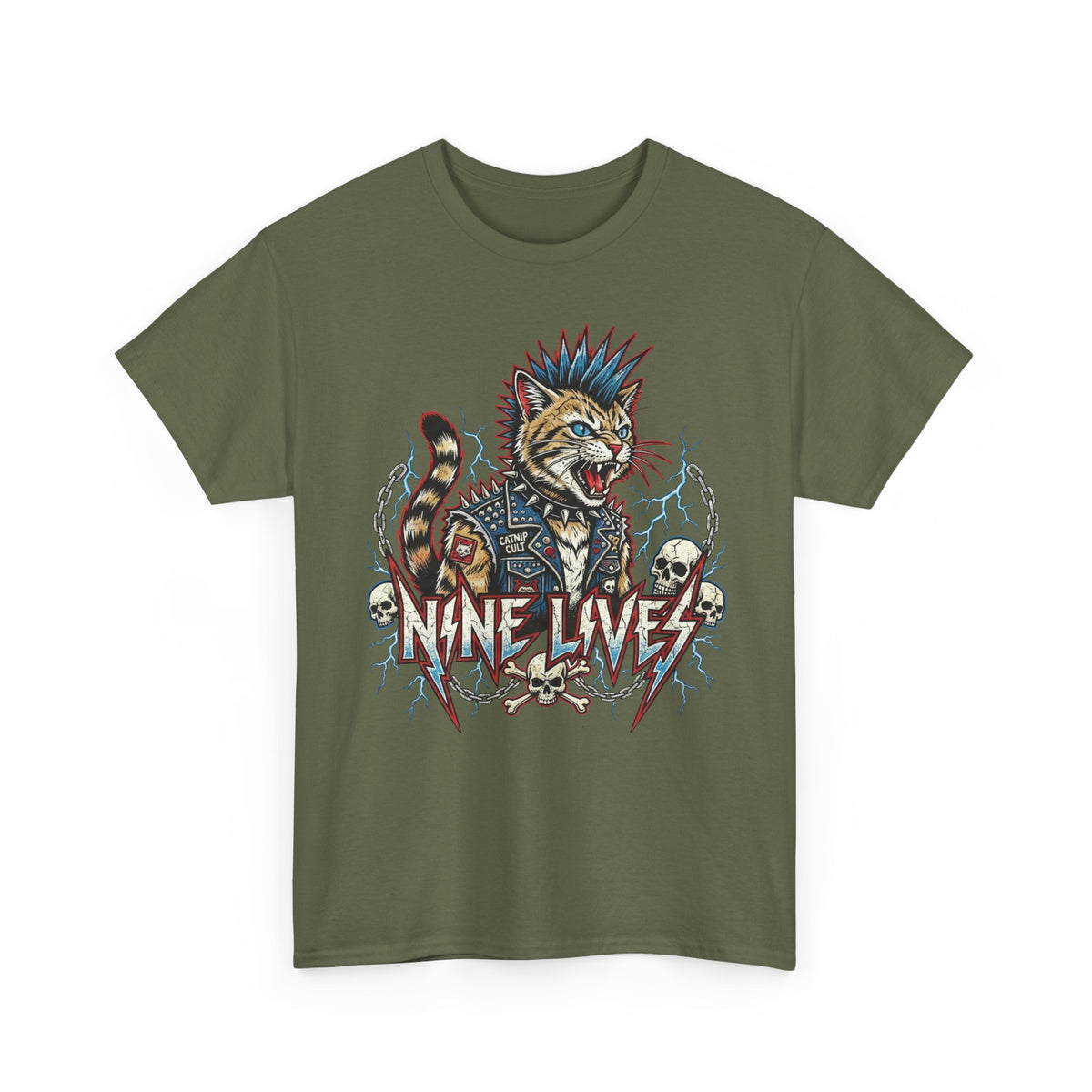 Nine Lives Cat T-Shirt — Retro Feline Graphic Tee