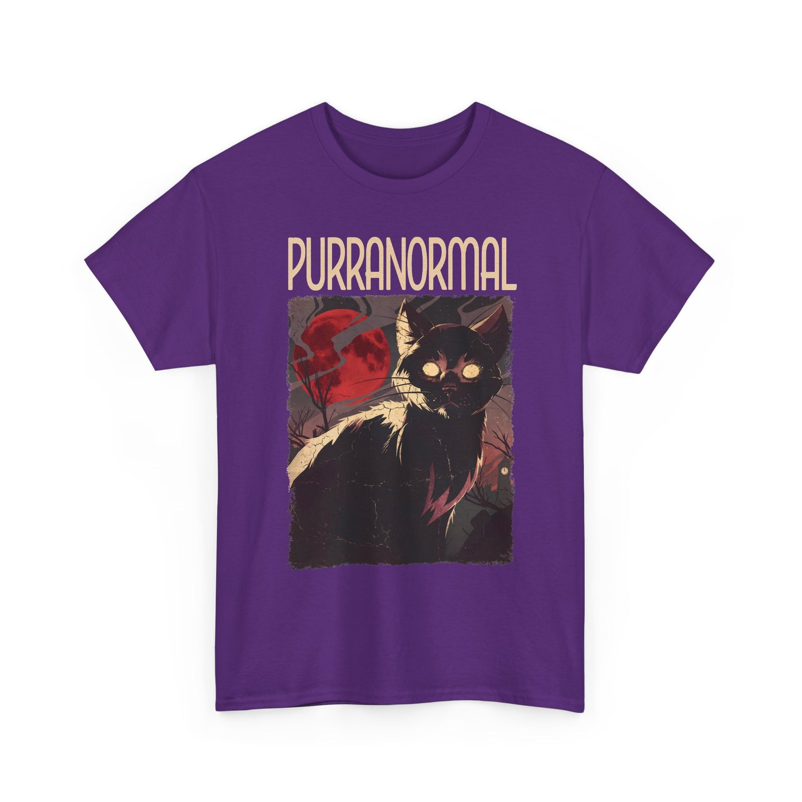Purranormal Black Cat T-Shirt — Spooky Blood Moon Ghost Cat Tee