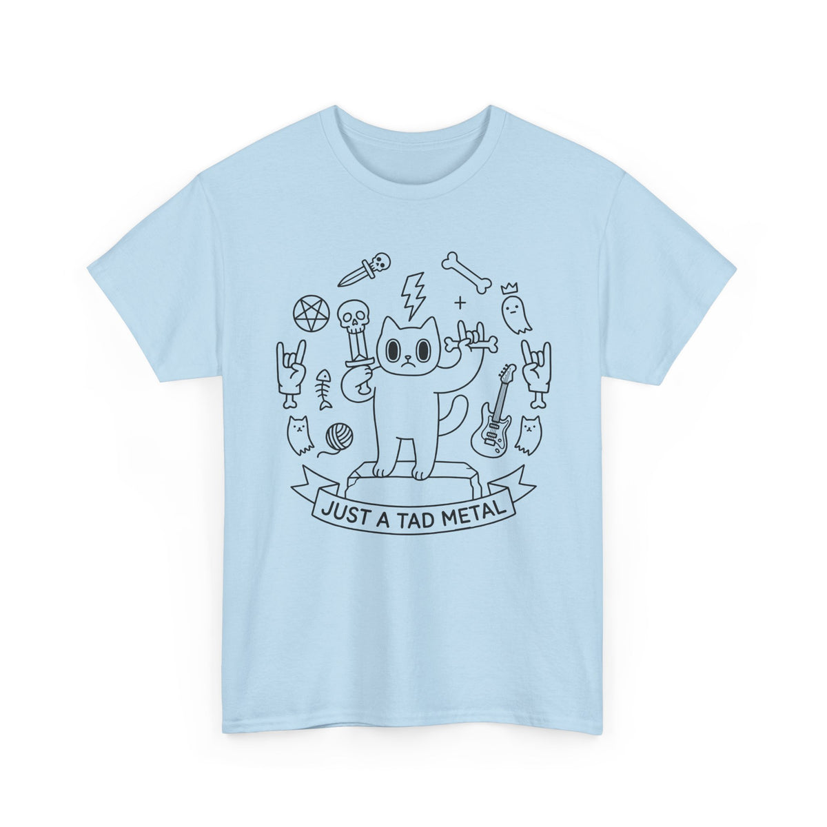 Just A Tad Metal Cat T-Shirt — Funny Heavy Metal Rocker Feline Tee