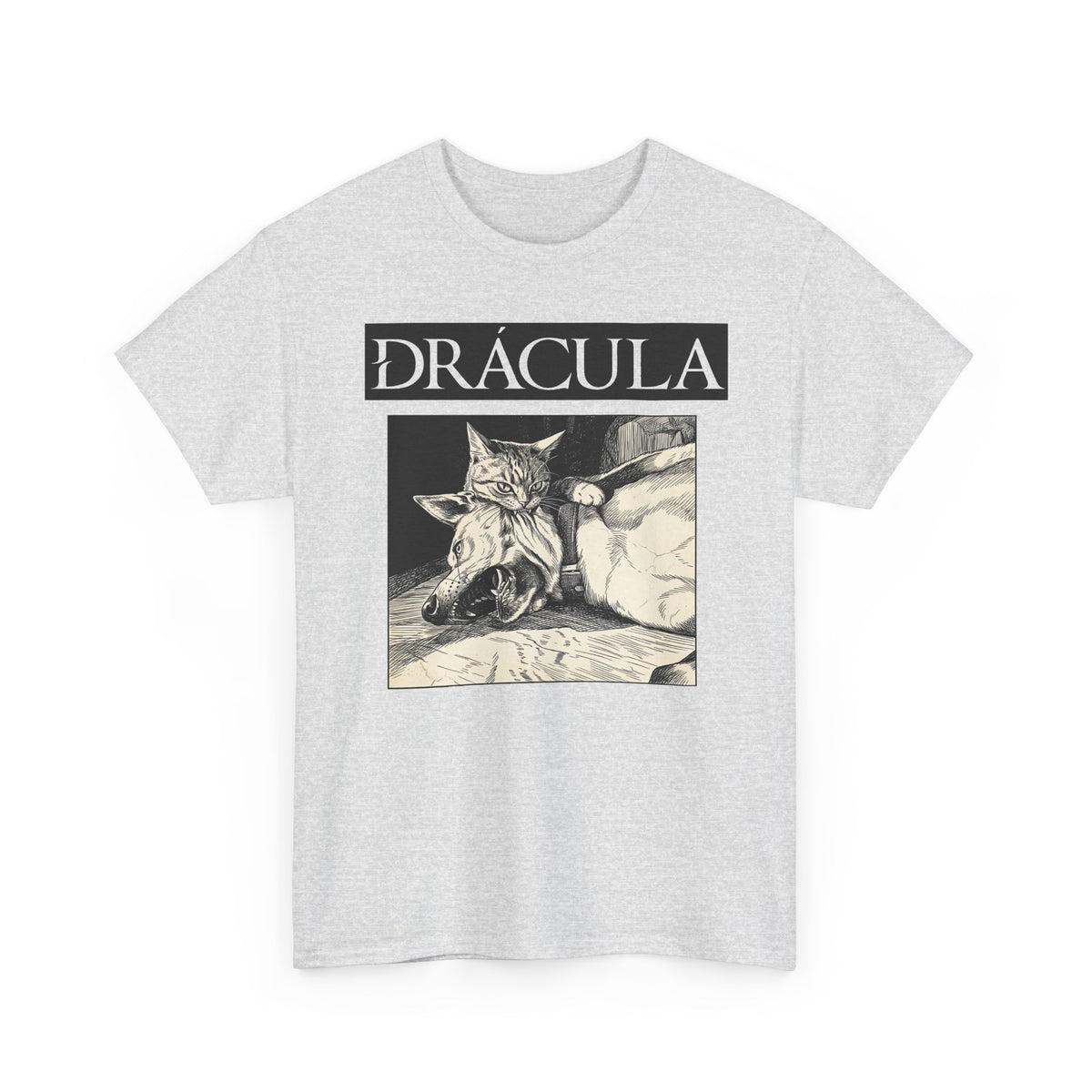 Dracula Cat Graphic Tee — Gothic Vintage Vampire Artwork T-Shirt