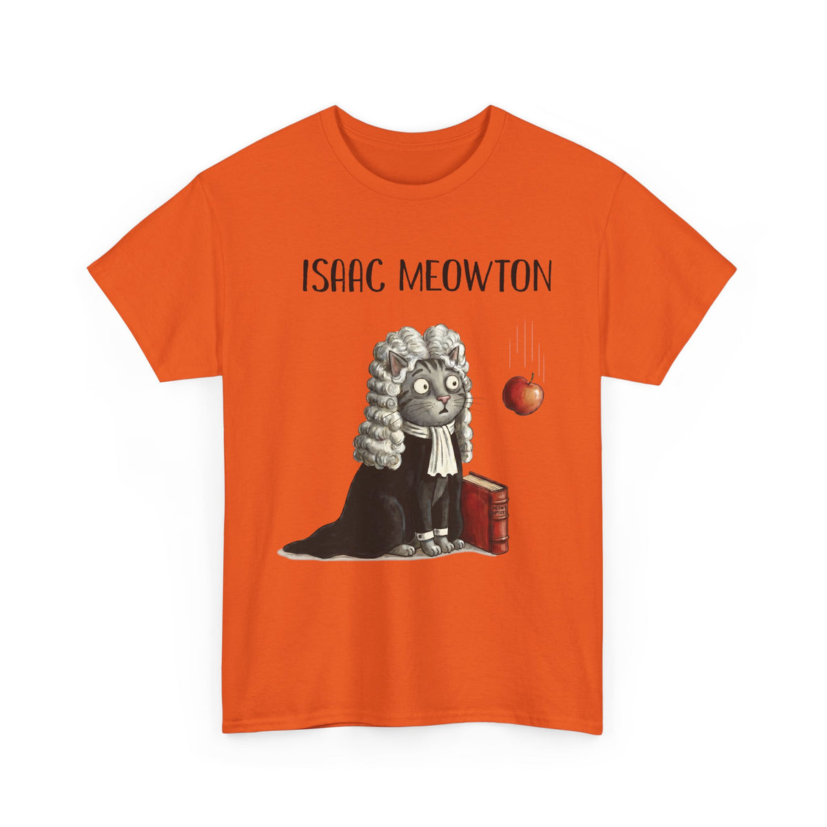 Isaac Meowton T-Shirt — Funny Science Pun Cat Gravity Graphic Tee