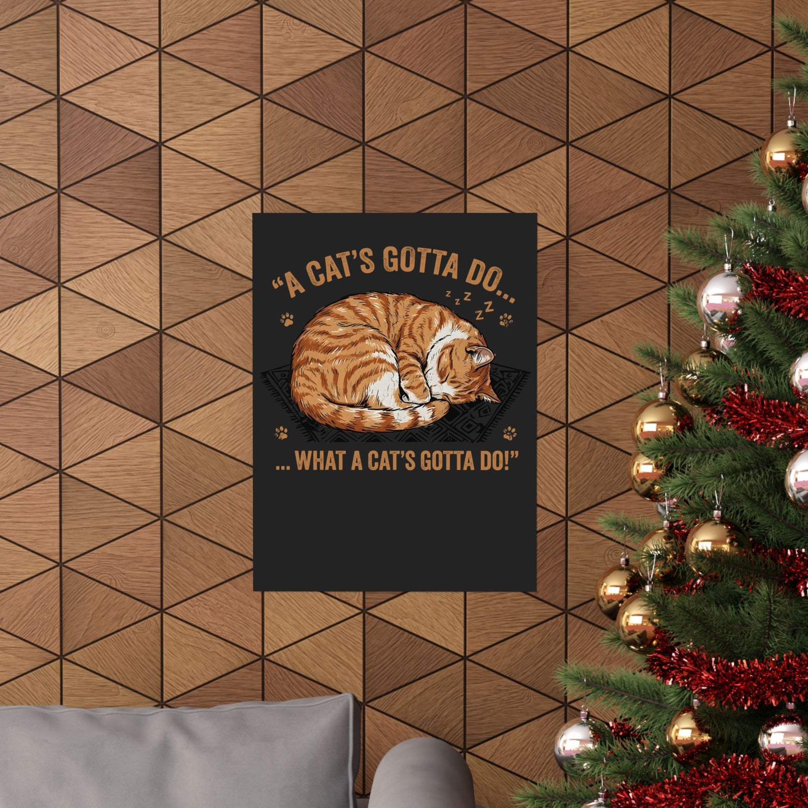 Cat Lover Poster — Sleeping Cat Graphic Poster