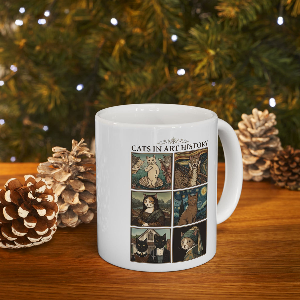 Cats in Art History Ceramic Mug — Vintage Art Cat Mug for Cat Lovers & Art Fans