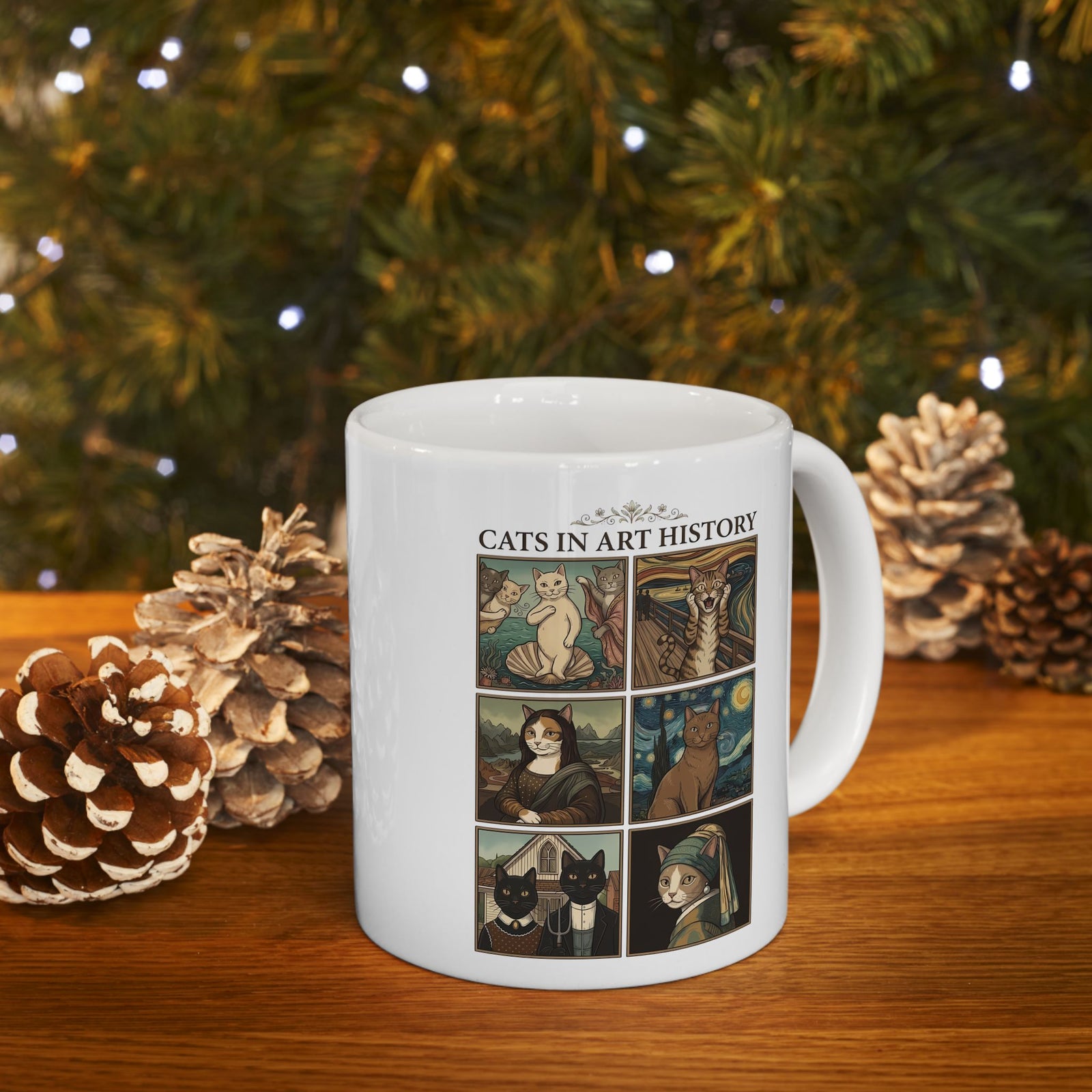 Cats in Art History Ceramic Mug — Vintage Art Cat Mug for Cat Lovers & Art Fans