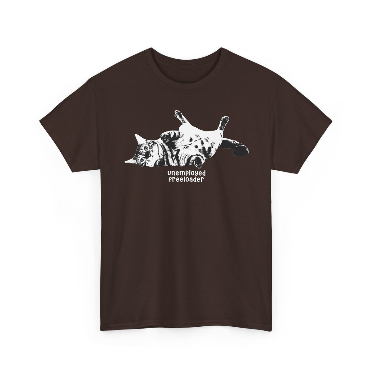 Unemployed Freeloader Cat T-Shirt — Funny Lazy Cat Graphic Tee