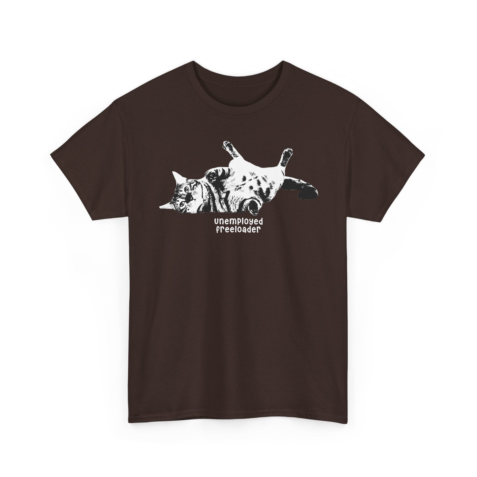 Unemployed Freeloader Cat T-Shirt — Funny Lazy Cat Graphic Tee