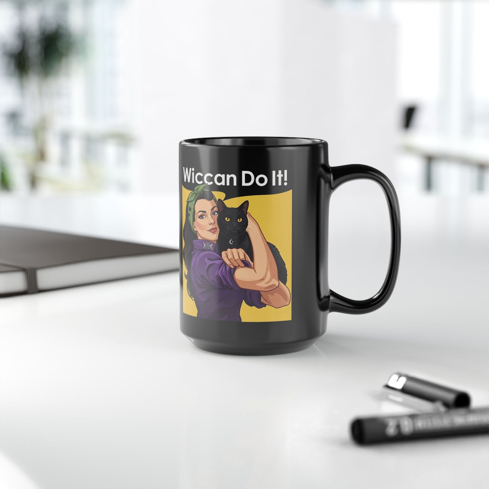 Black Cat "Wiccan Do It" Black Mug — Witchy Wicca Magic Mug