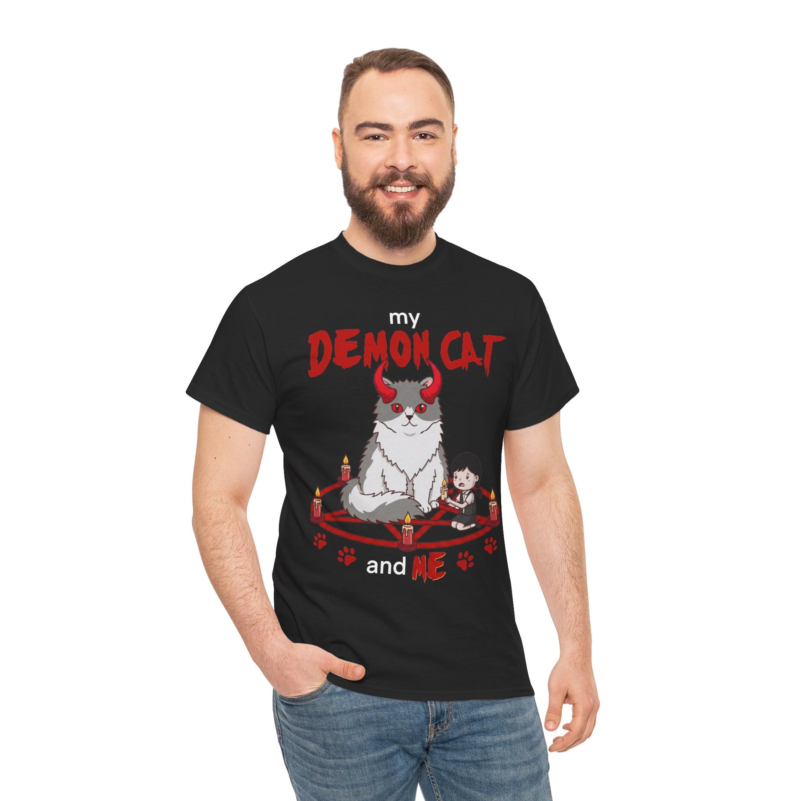 My Demon Cat T-Shirt — Cute Spooky Cat Graphic Tee for Cat Lovers & Halloween