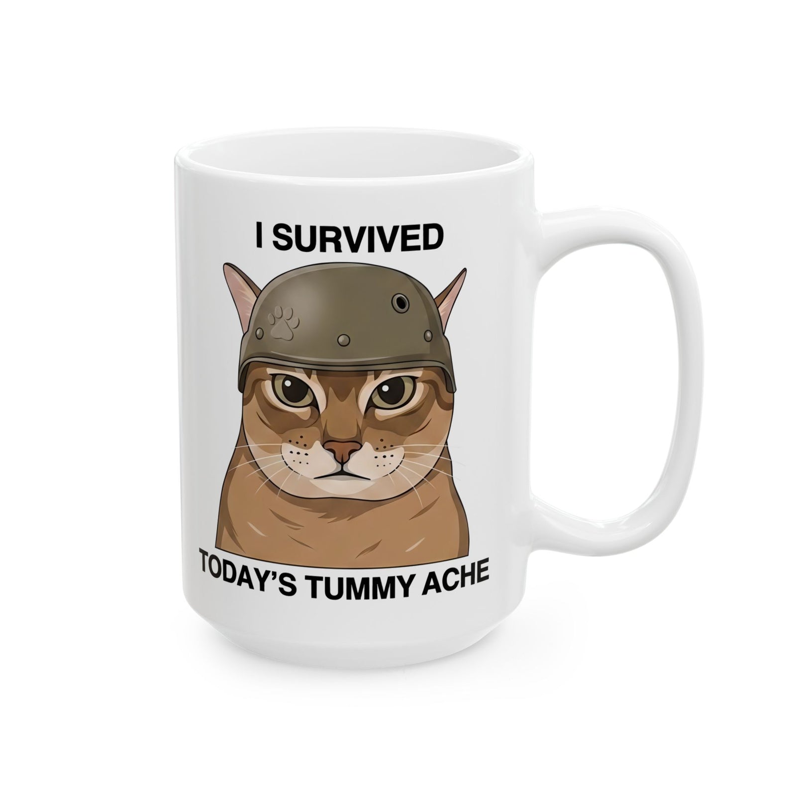 I Survived Today's Tummy Ache Ceramic Mug — Funny Novelty Mug for Moms, Kids & Caregivers