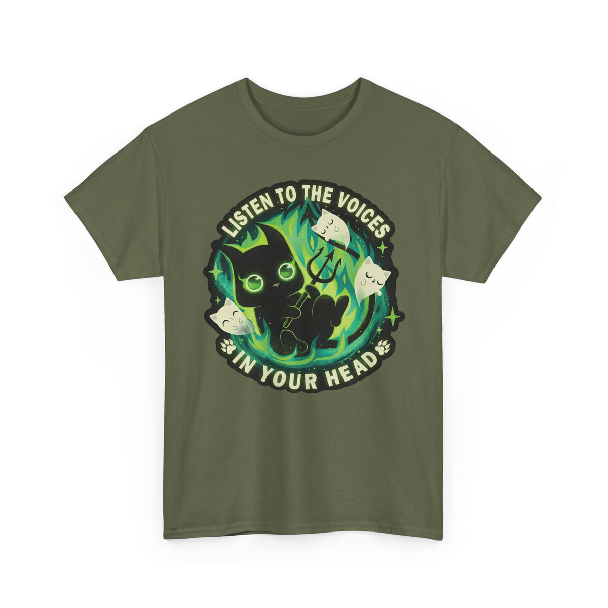 Listen To The Voices In Your Head Devil Cat — Spooky Cute Black Cat Art