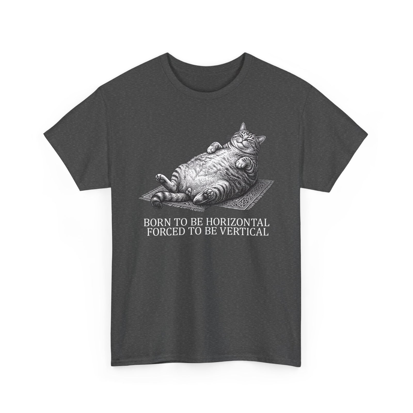 Born to Be Horizontal Fat Cat T-Shirt — Funny Lazy Cat Tee