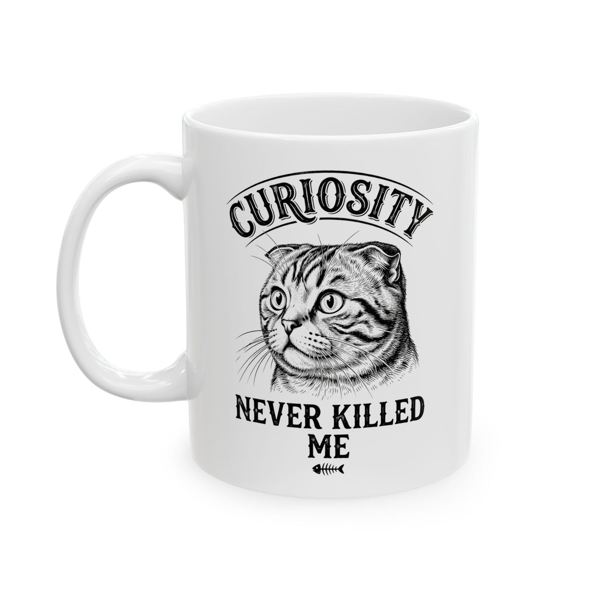 Curiosity Never Killed The Cat Ceramic Mug — Funny Cat Lover Mug