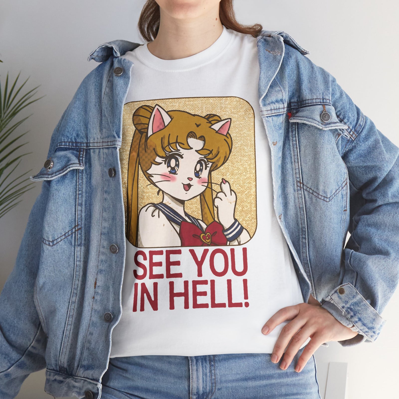 See You In Hell Anime Cat T-Shirt — Cute Magical Girl Parody Graphic