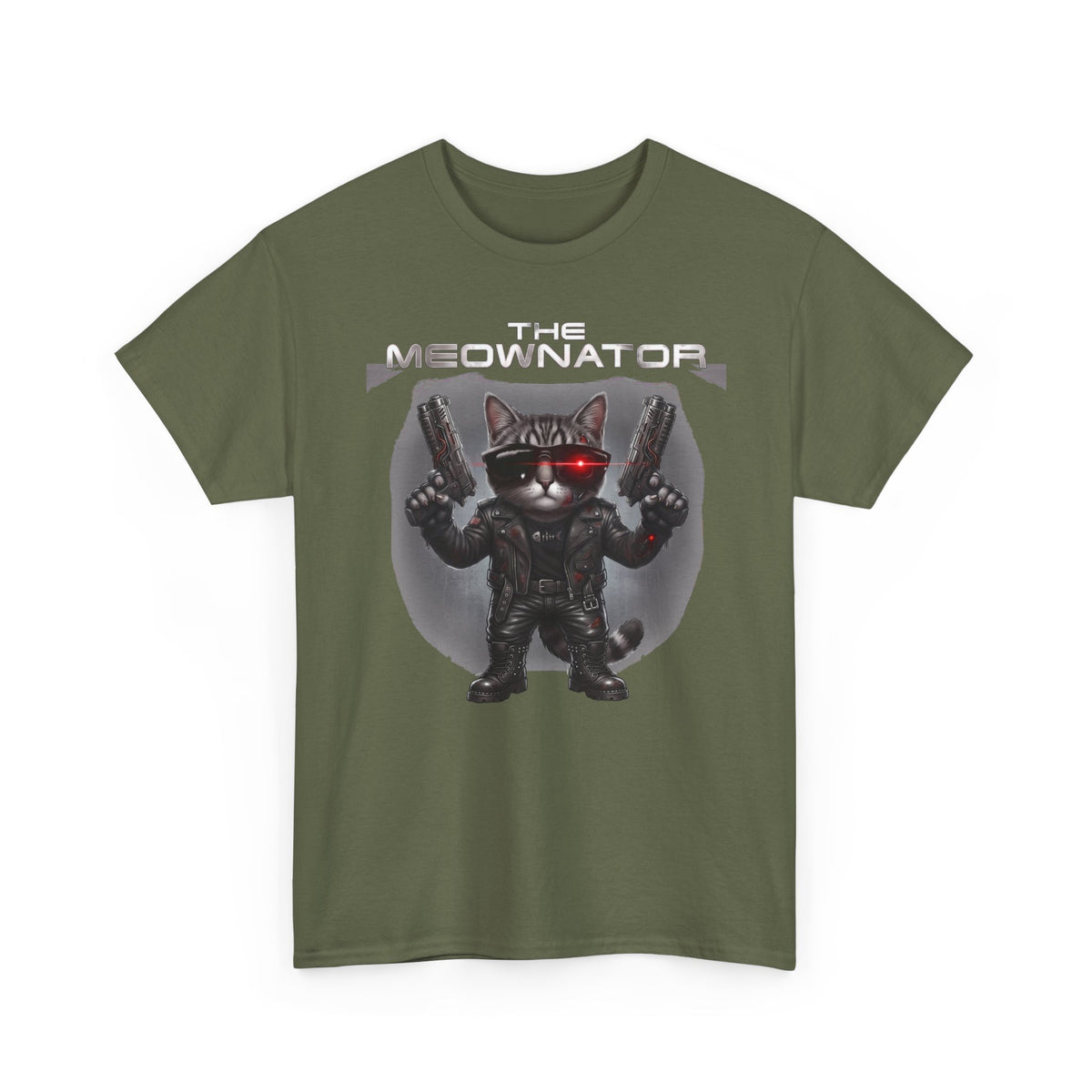 The Meownator T-Shirt — Funny Sci-Fi Cyborg Cat Parody Tee