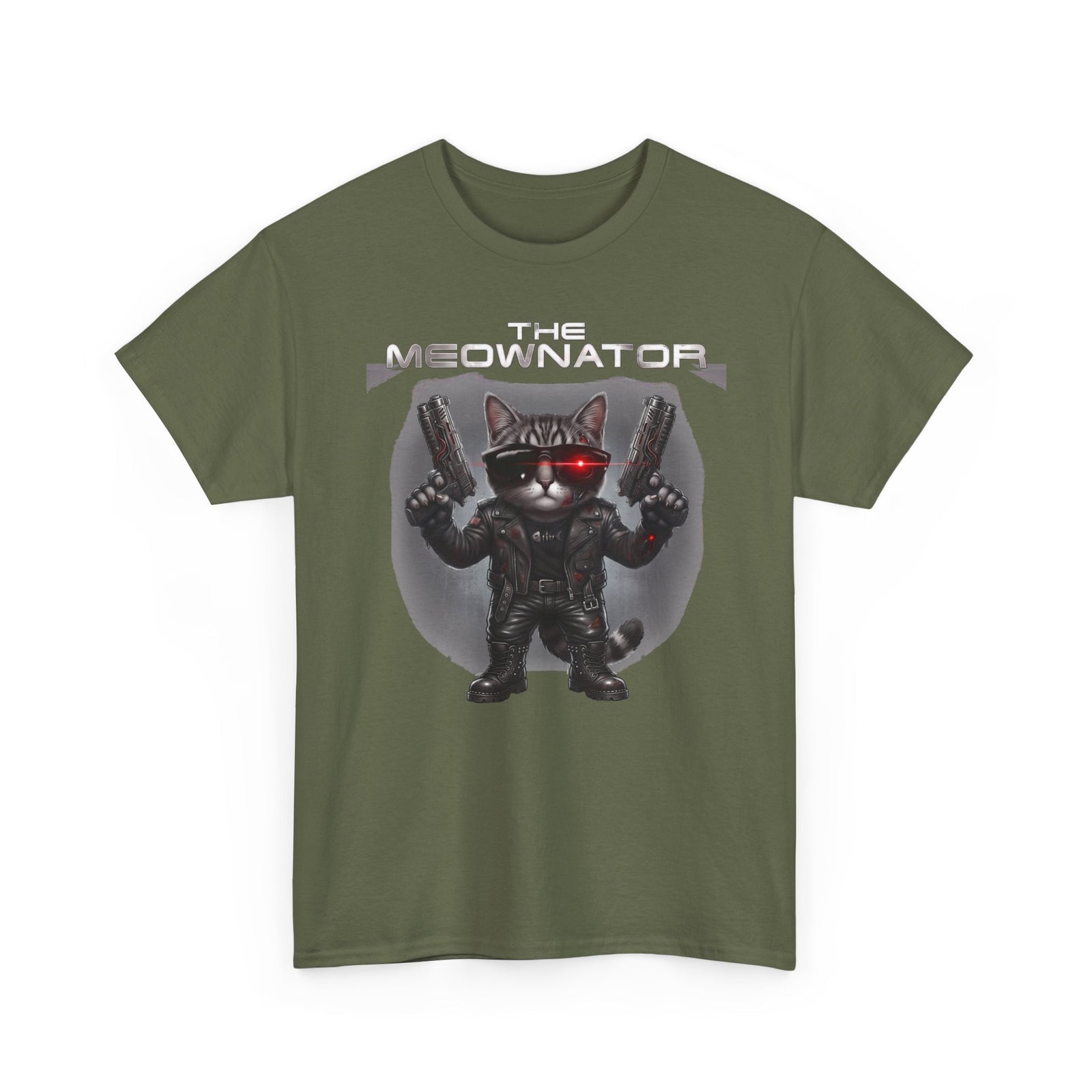 The Meownator T-Shirt — Funny Sci-Fi Cyborg Cat Parody Tee