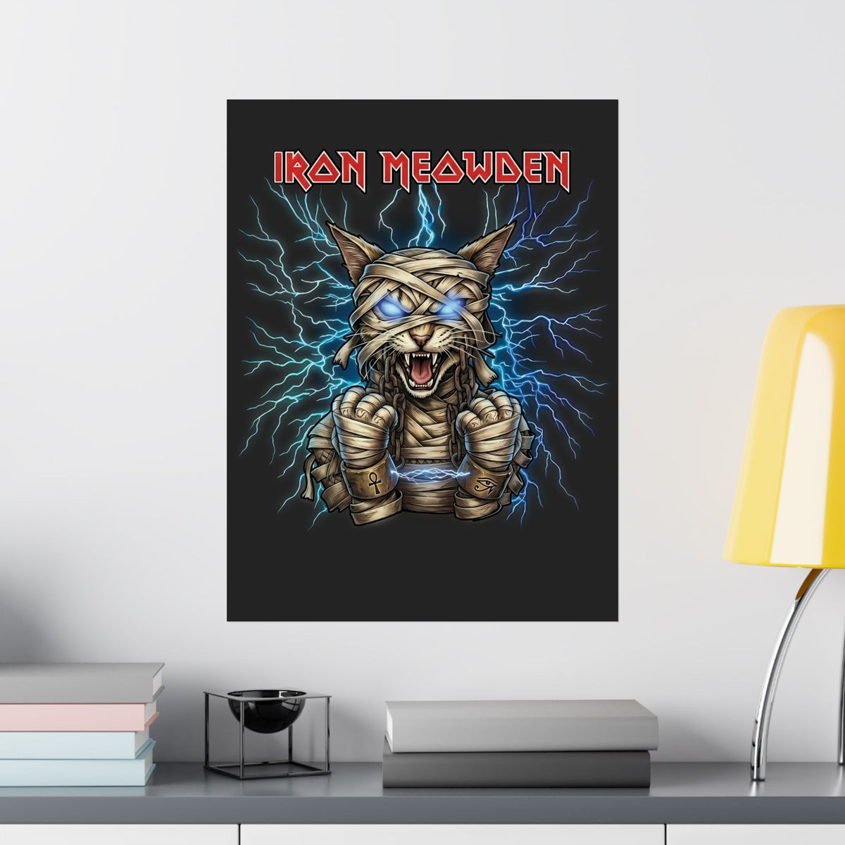 Iron Meowden Cat Poster — Heavy Metal Kitty Graphic Poster