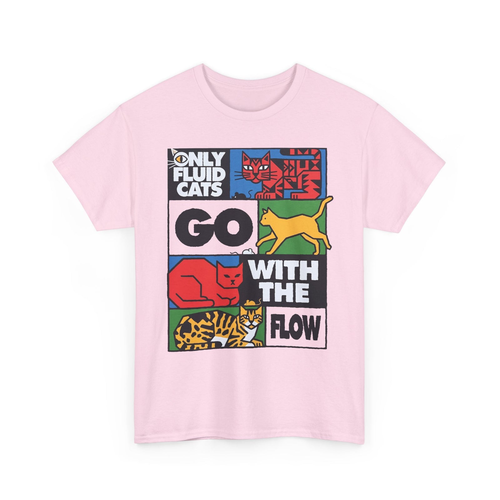 Only Fluid Cats Go With The Flow Shirt — Modern Abstract Pop Art Cat T-Shirt