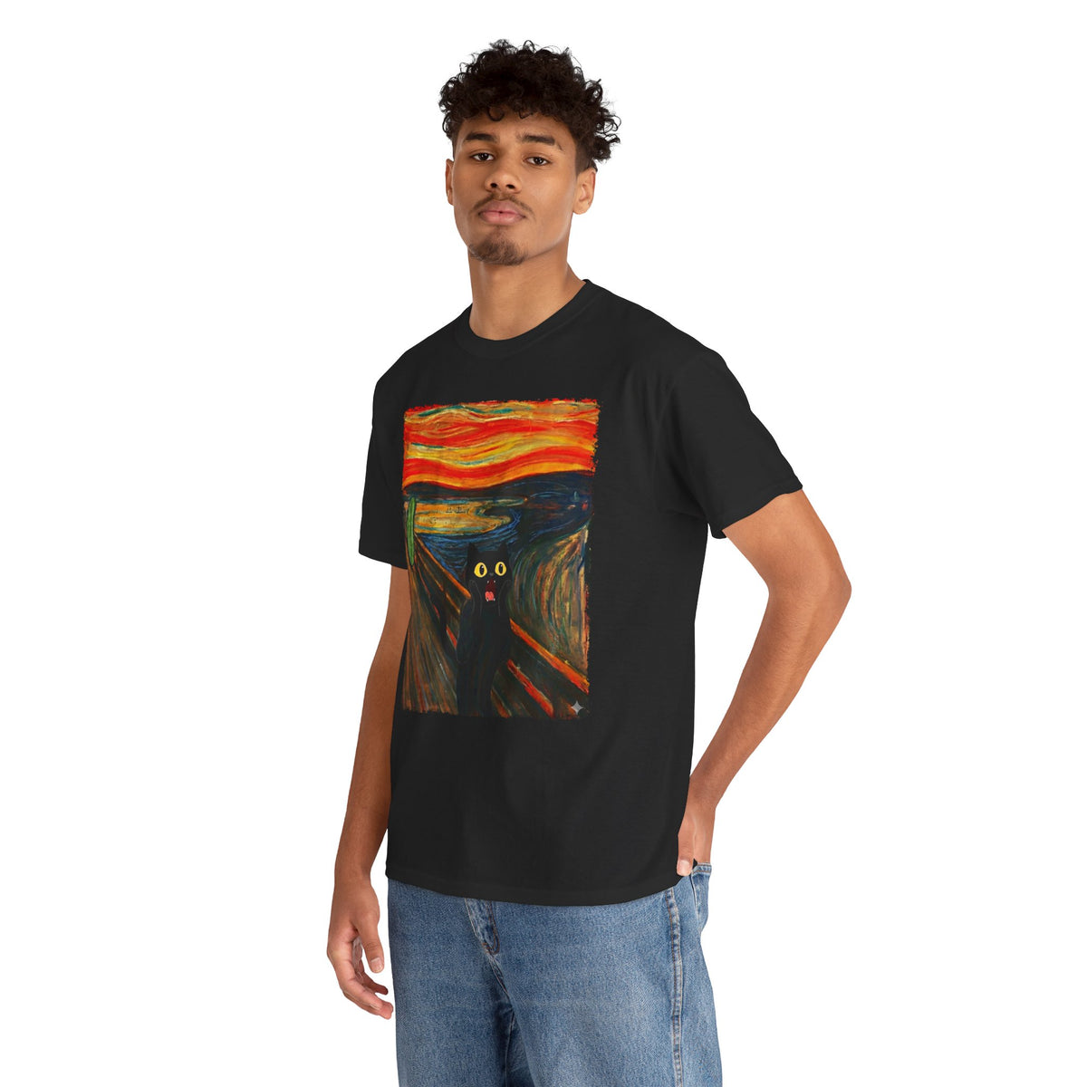 Black Cat Scream T-Shirt — Cats Scared by Cucumbers Graphic Tee