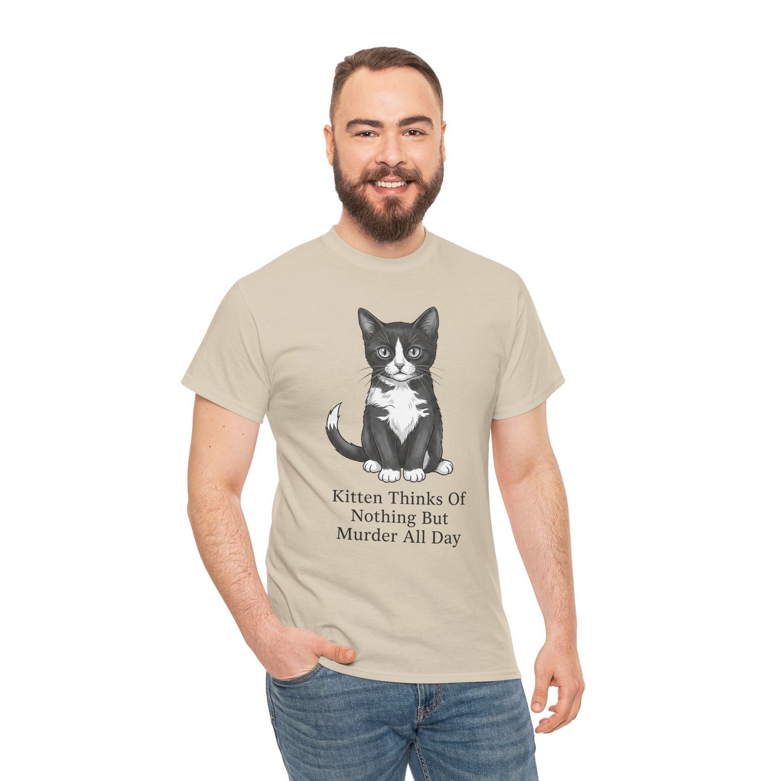 Kitten Thinks Of Nothing But Murder All Day T-Shirt — Funny Dark Humor Cat Tee