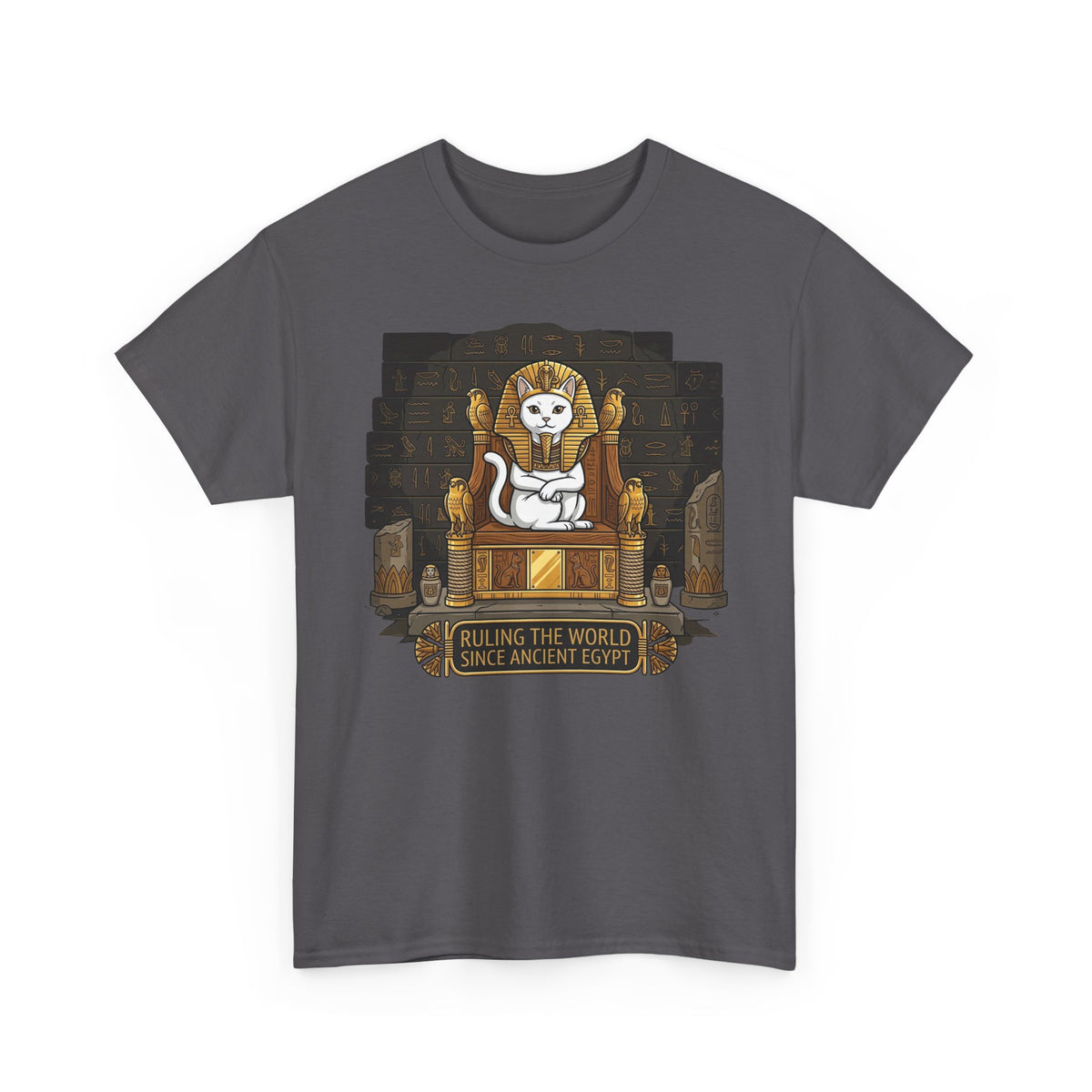 Cat Pharaoh Tee — "Ruling the World Since Ancient Egypt" Vintage Cat King T-Shirt