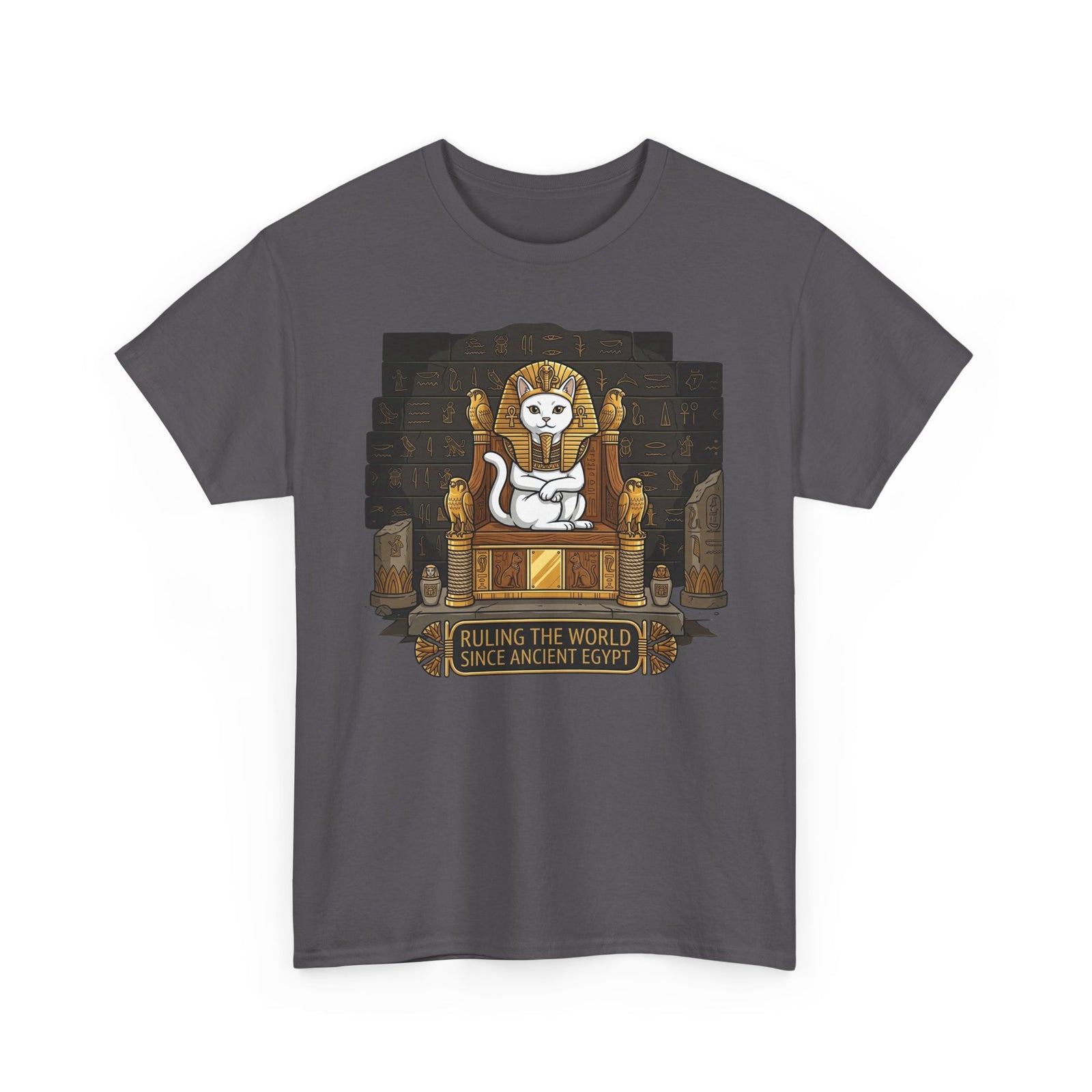 Cat Pharaoh Tee — "Ruling the World Since Ancient Egypt" Vintage Cat King T-Shirt
