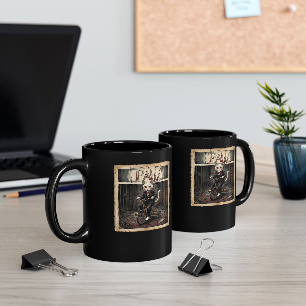 Billy the Puppet Cat Lover Black Mug