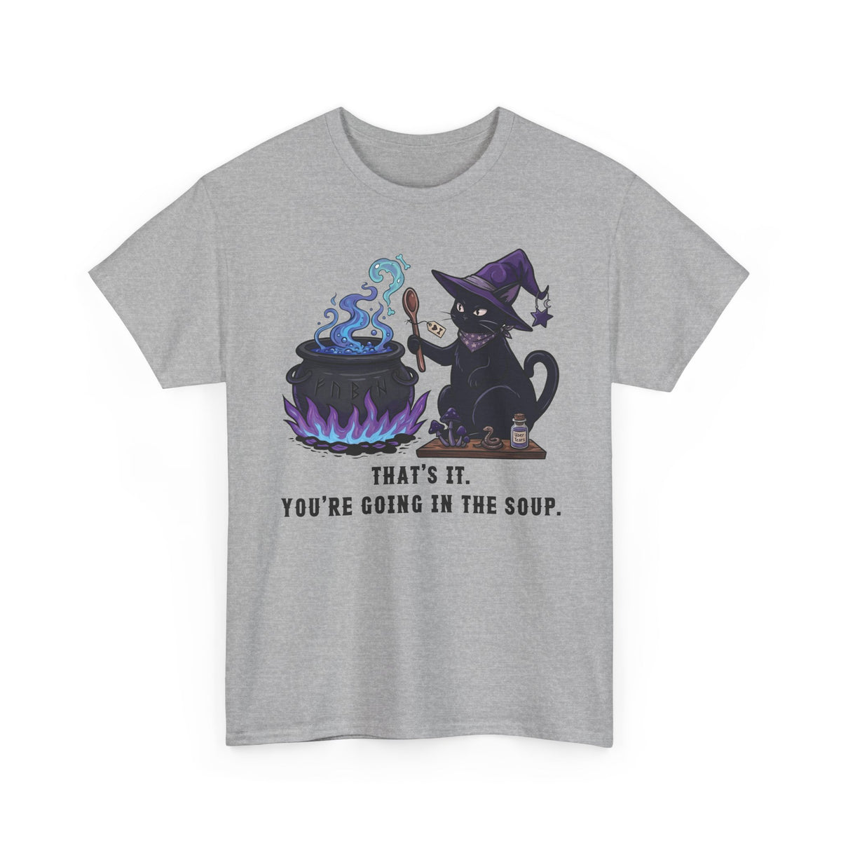 Black Cat “Purrfect Potion” Tee — Witchy Cat Graphic T-Shirt