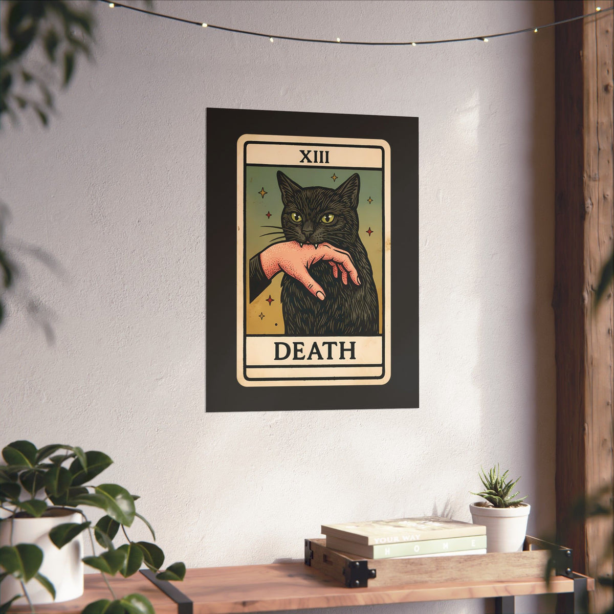 "Death" Tarot Card Black Cat Biting Hand Funny Poster