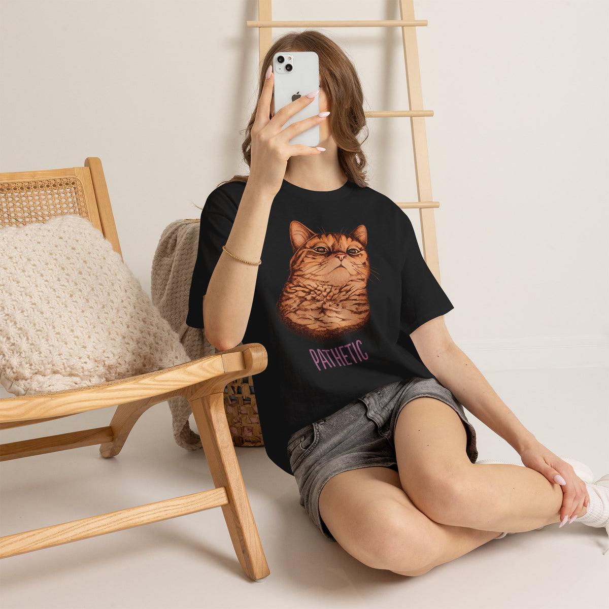 Pathetic Judgmental Cat T-Shirt — Funny Orange Tabby Meme Graphic Tee