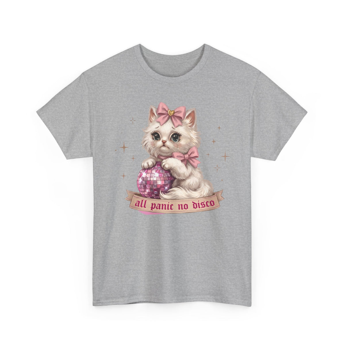 All Panic No Disco T-Shirt — Crying Kitten Pink Disco Ball Tee