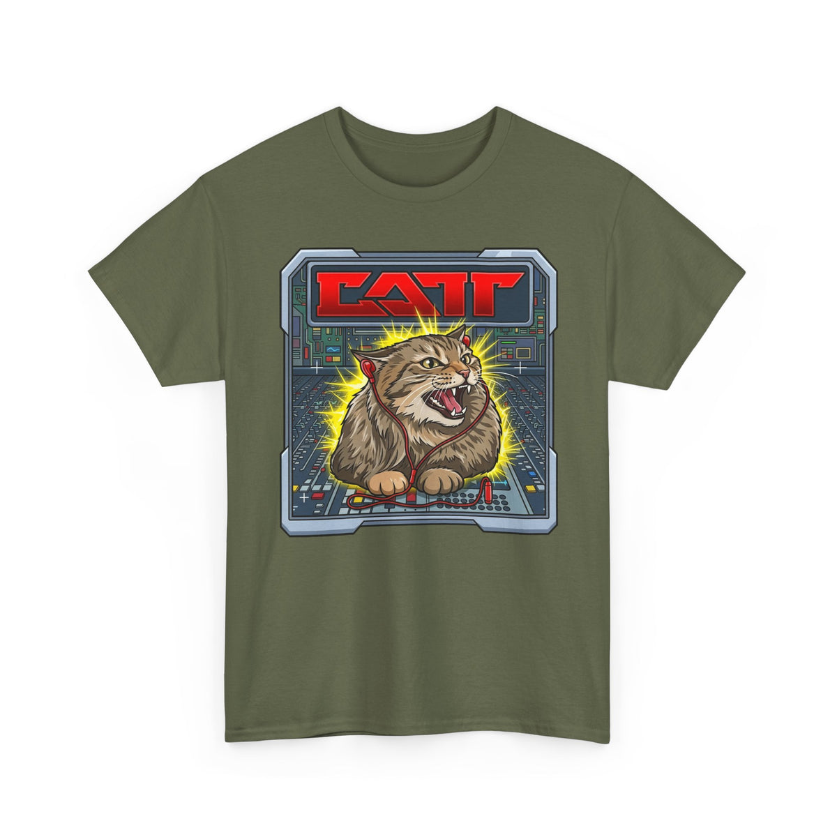80s Hair Metal Cat T-Shirt — Vintage Rock Cat Graphic Tee