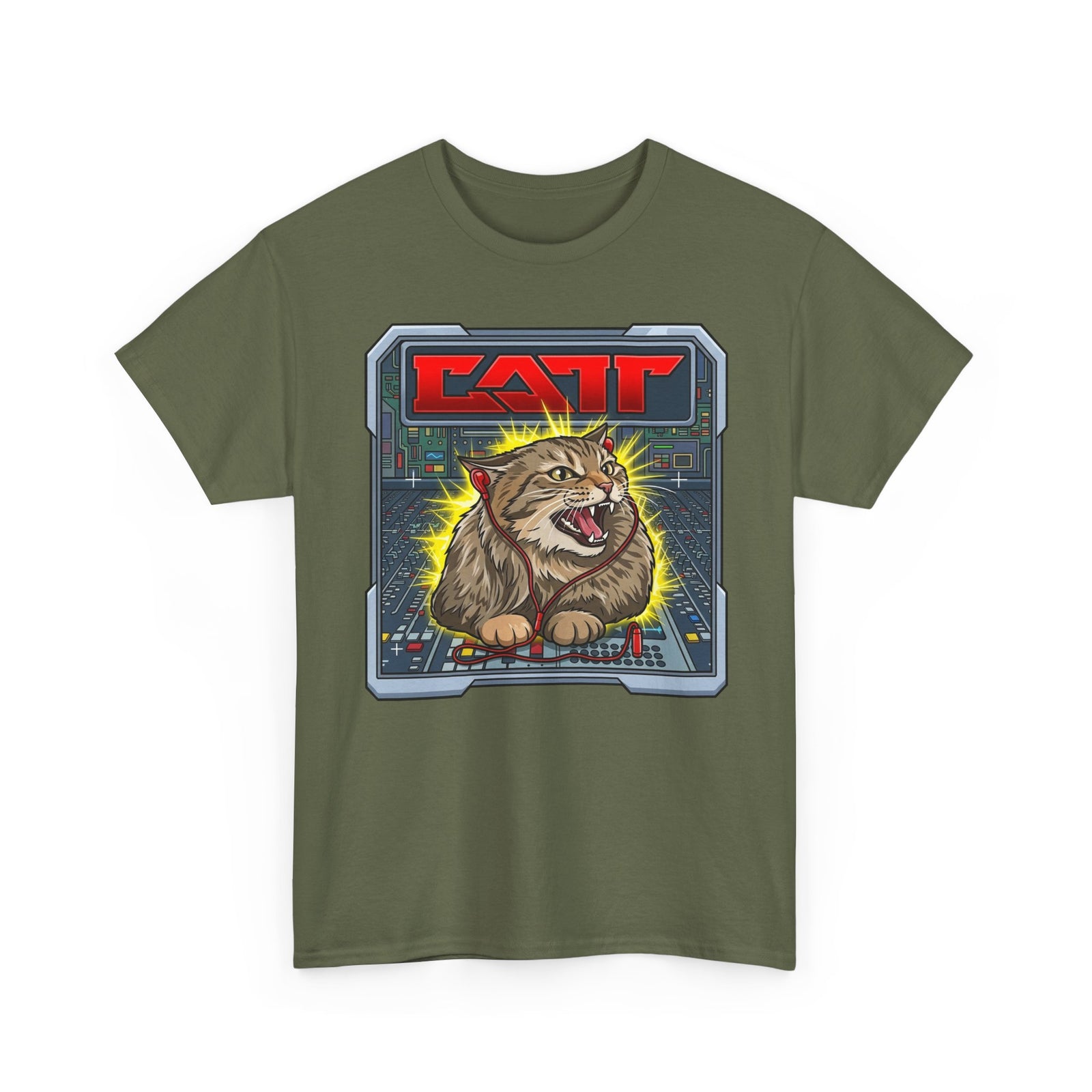 80s Hair Metal Cat T-Shirt — Vintage Rock Cat Graphic Tee