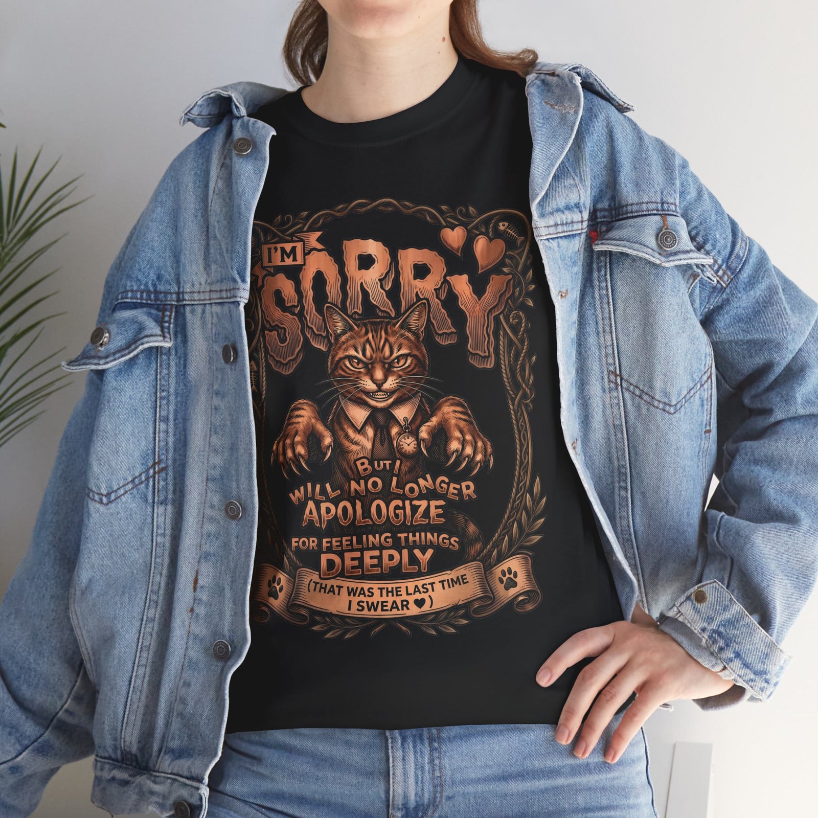 I'm Sorry But Will No Longer Apologize Tabby Cat Shirt — Funny Sarcastic Quote T-Shirt