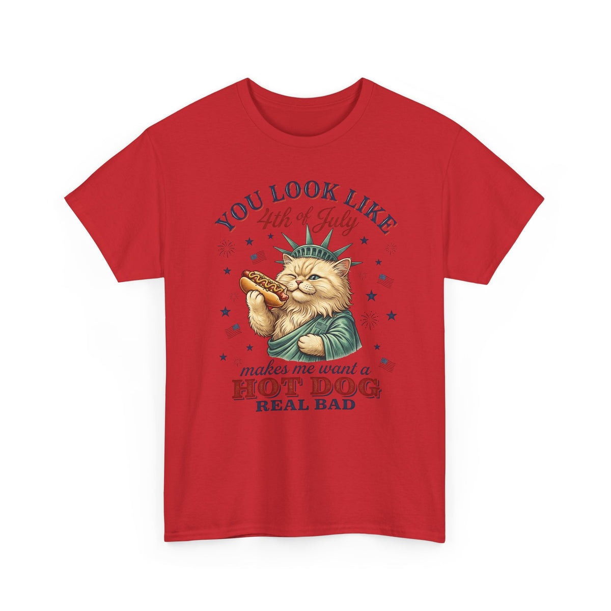 4th of July Cat & Hot Dog T-Shirt — Patriotic Fourth of July Tee