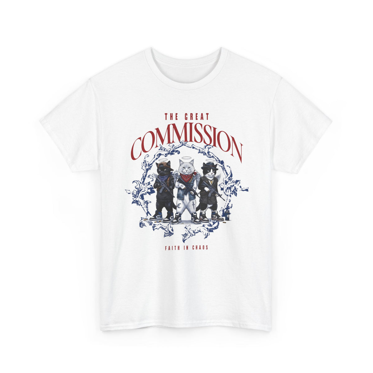 The Great Commission Faith In Chaos T-Shirt — Edgy Streetwear Angel Cats Tee